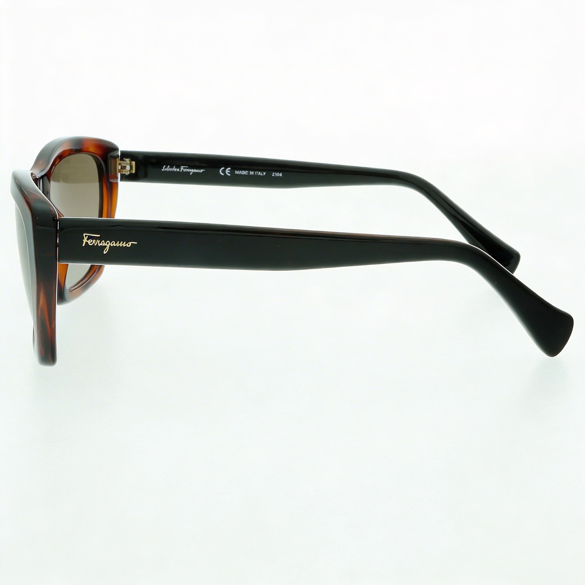 Gafas de sol de mujer Ferragamo Sf958s 214 de carey inyectado, tipo ojo de gato, protección UV, lente marrón de 55 mm, Photo 3
