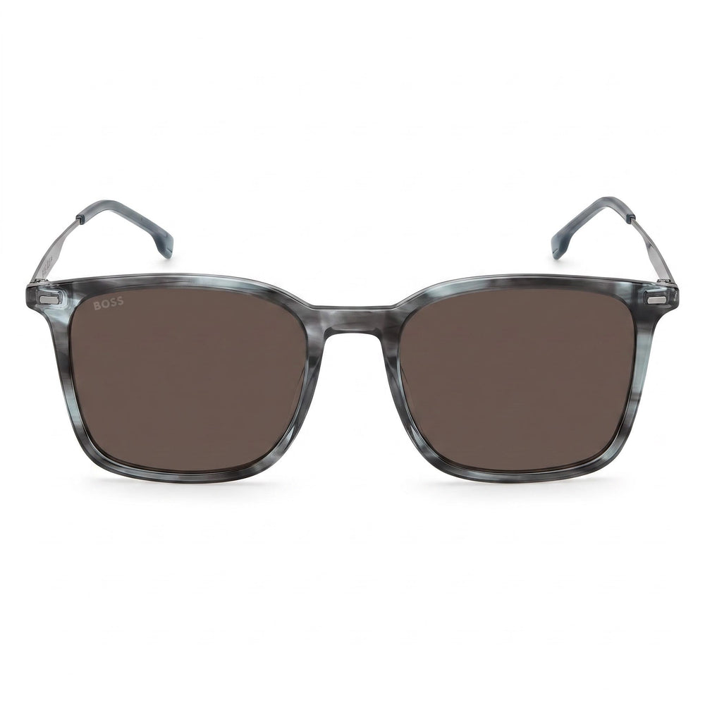 HUGO BOSS BLACK Modern Men’s Non-Polarized Striped Grey Ruthenium Stainless Steel Glasses 54mm