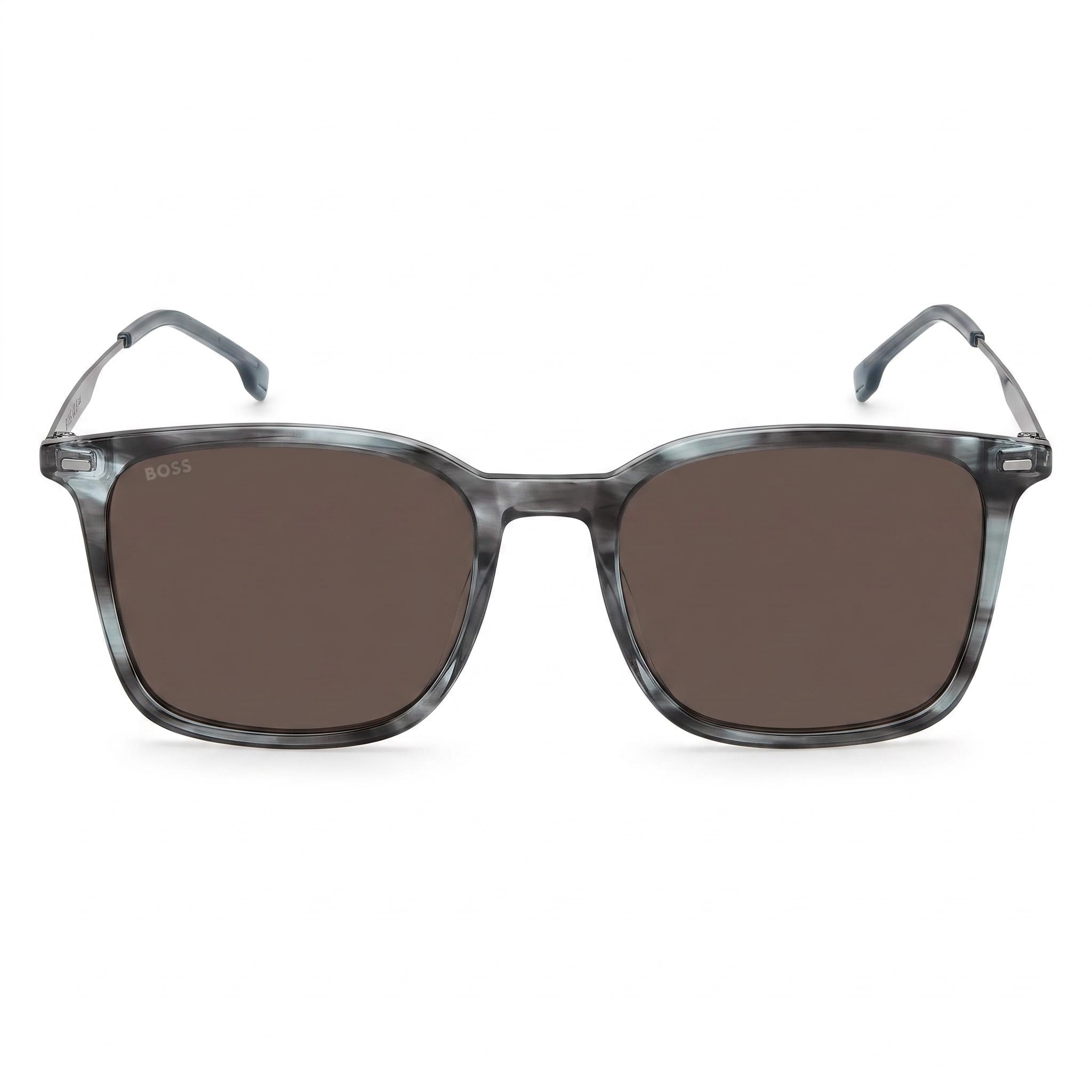 HUGO BOSS BLACK Modern Men’s Non-Polarized Striped Grey Ruthenium Stainless Steel Glasses 54mm, Photo 2