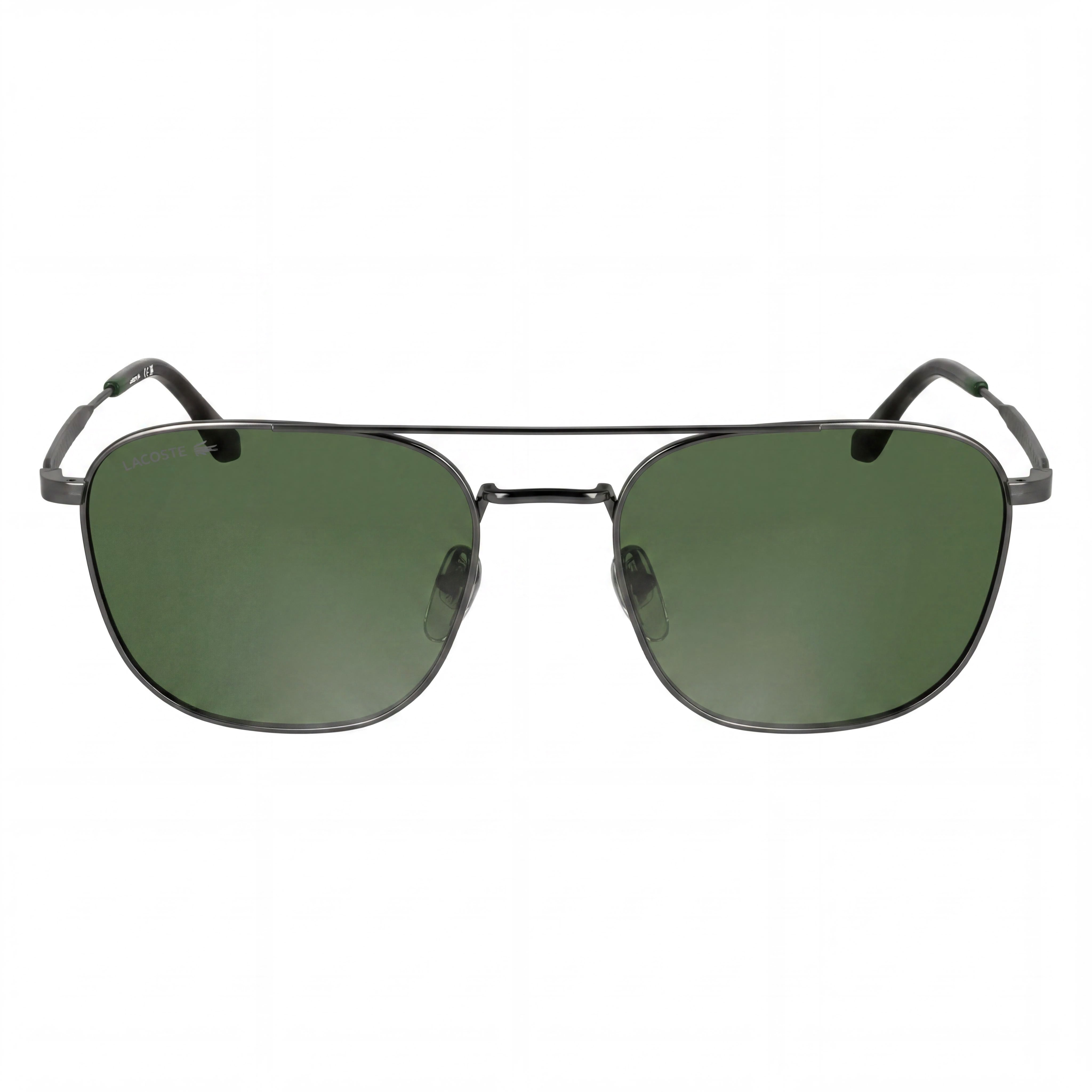 Gafas de sol unisex Lacoste con montura metálica, lentes verde sólido y protección UV de 55 mm, Photo 2