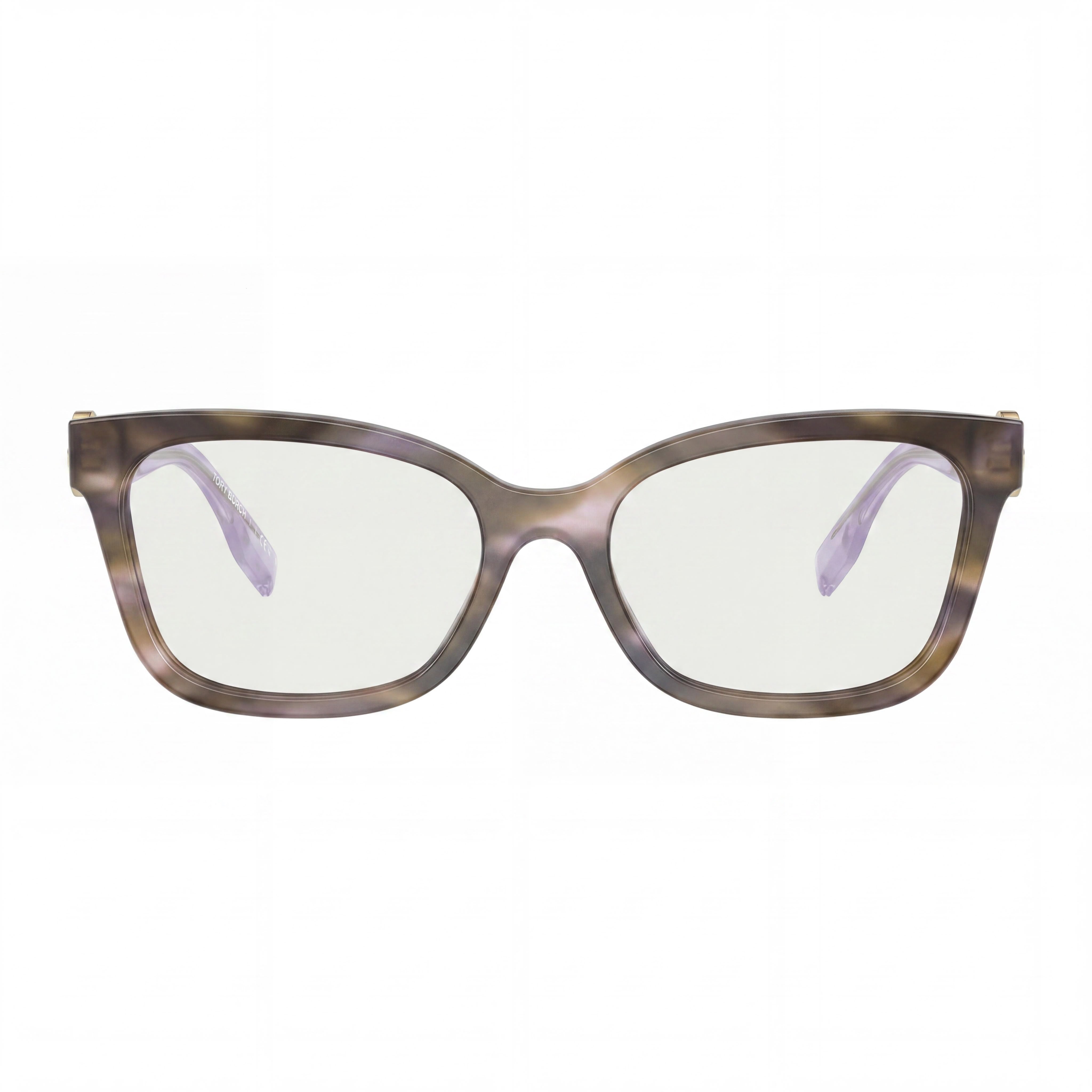 Tory Burch Classic Women's Square Acetate Eyeglasses, Striated Purple, Plastic Clear Lenses 53mm, Photo 2