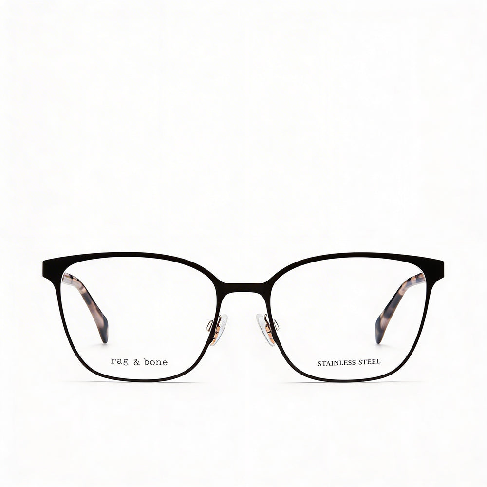 Gafas de Sol Modernas para Mujer Rag & Bone, Montura de Acero de Aleación Negra con Lentes de Policarbonato Negras, 53mm