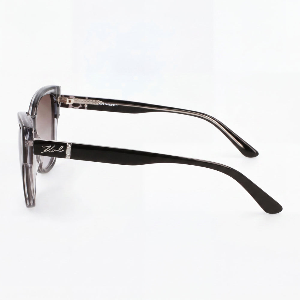 Gafas de sol de acetato KARL LAGERFELD Kl6069s para mujer, montura de cristal negro, lentes ahumadas degradadas no polarizadas, protección UV, talla M de 54 mm