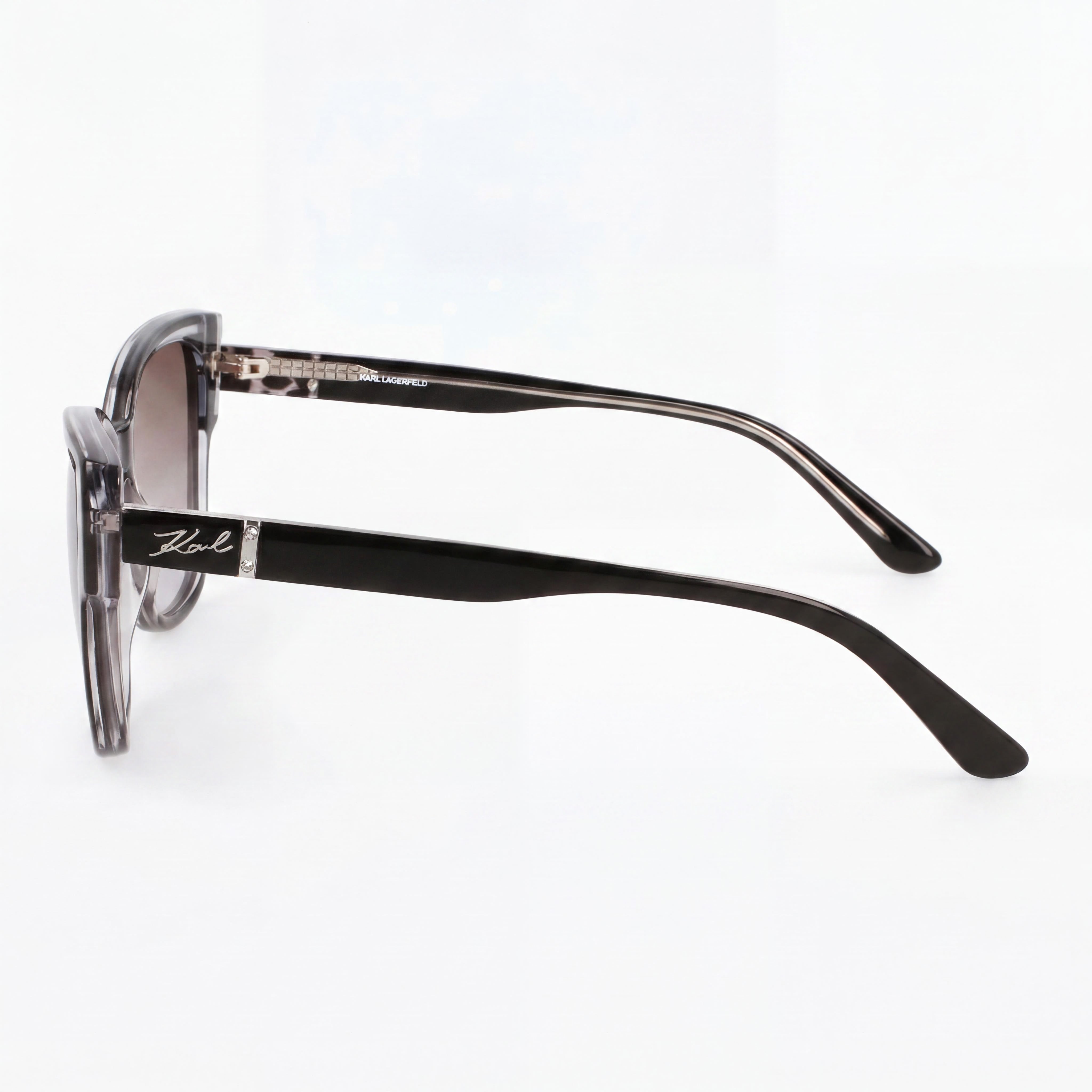 Gafas de sol de acetato KARL LAGERFELD Kl6069s para mujer, montura de cristal negro, lentes ahumadas degradadas no polarizadas, protección UV, talla M de 54 mm, Photo 3