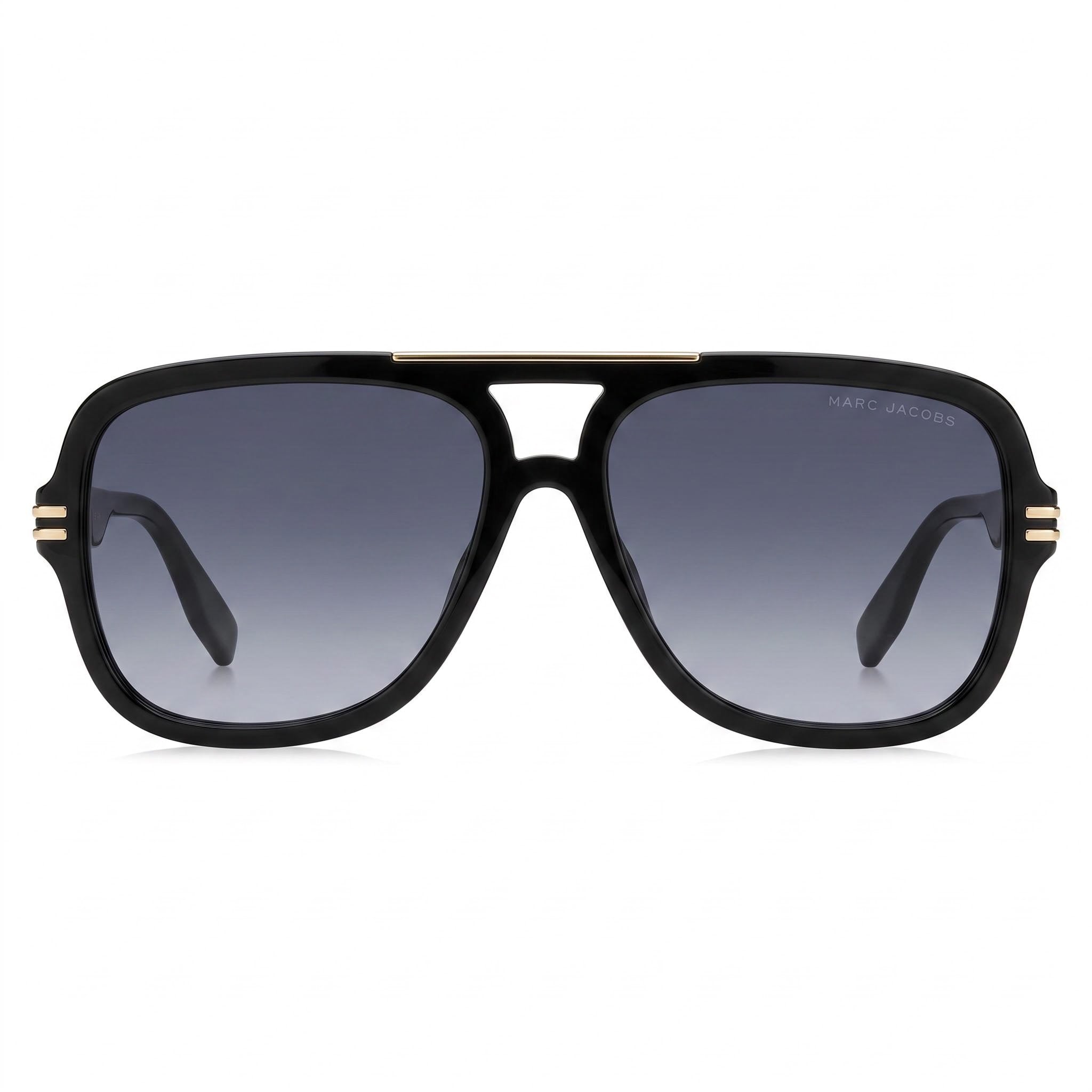 Gafas de sol unisex contemporáneas Marc Jacobs de acetato negro con protección UV, lentes oscuras degradadas de 58 mm, Photo 2