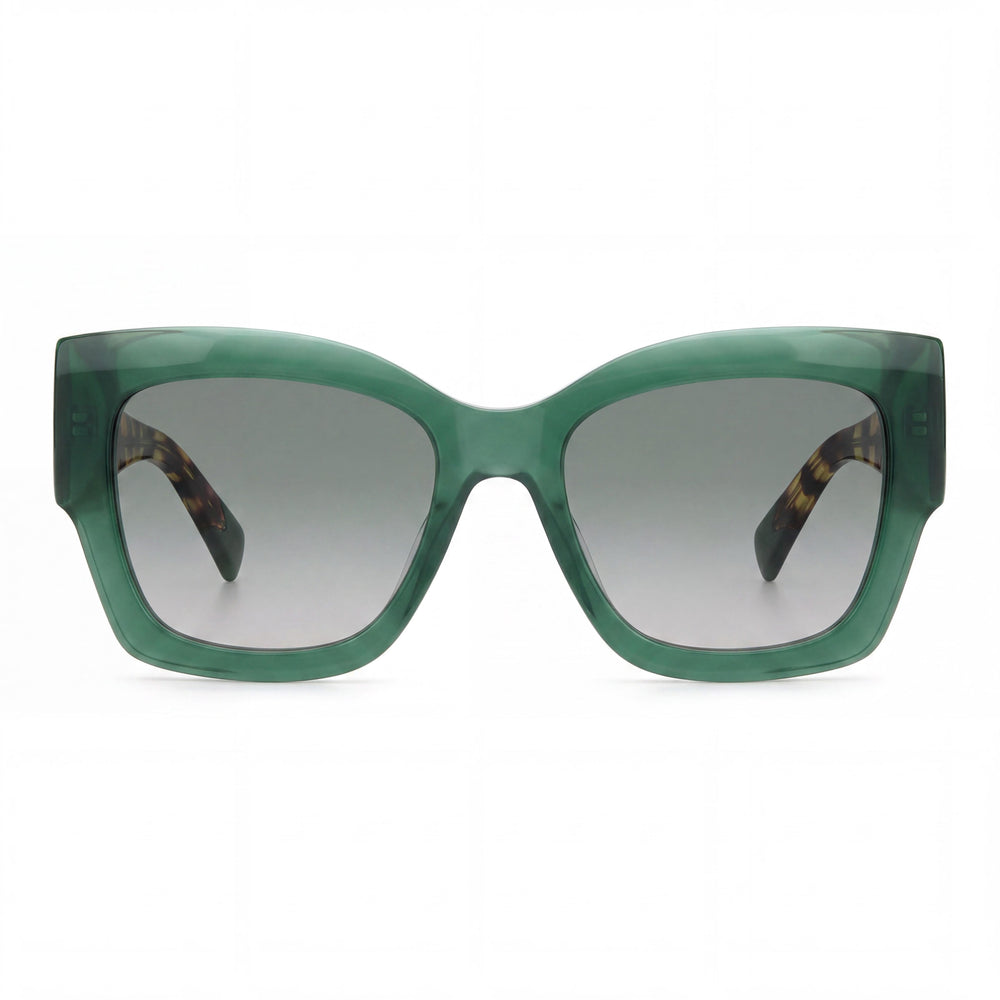 Gafas de sol Missoni de mujer, montura de acetato Havana verde estacional, lentes de poliéster verdes, 53 mm