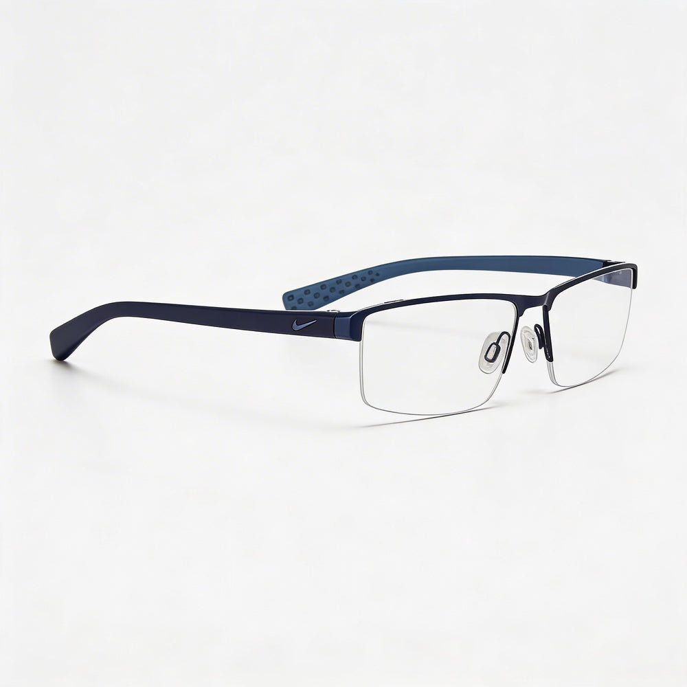 Nike Casual Men's Ophthalmic Eyewear, Satin Blue Fade Frame, Transparent Plastic Lens, 55mm