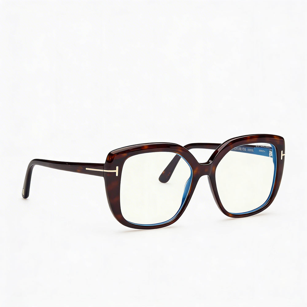 Tom Ford Classic Unisex Blue Filter Plastic Dark Havana Frame with Black Lenses, 53mm Lens, 16mm Bridge, 140mm Temple