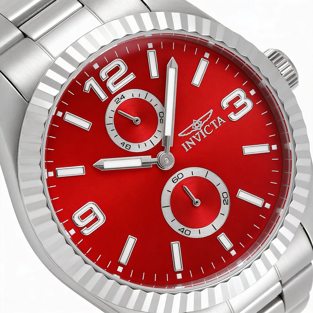 Invicta Specialty 49526 Men's Red Dial Quartz Silver-tone Stainless Steel Bracelet Watch 43mm