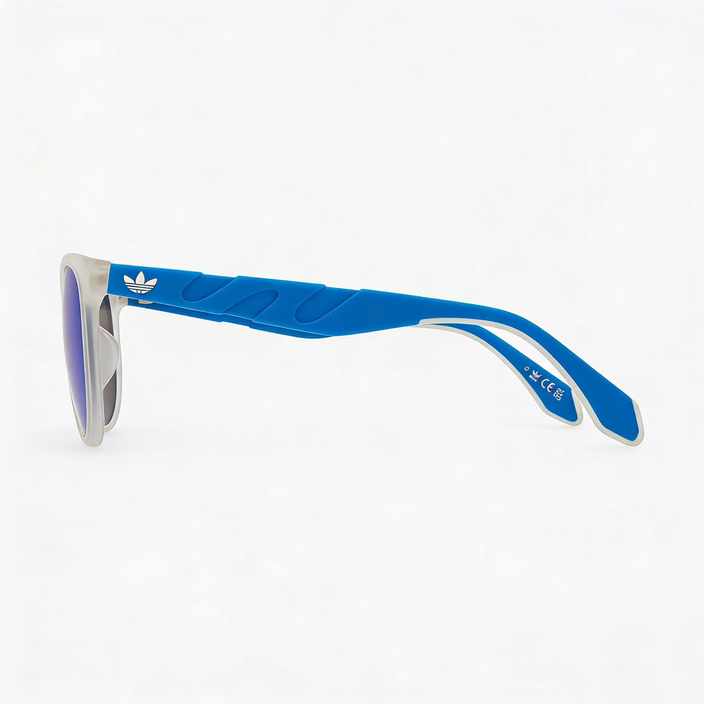 Adidas Men's Sunglasses, 100% UV Protection, Plastic, Crystal Blue Frame, Blue Mirror Lenses, 53mm