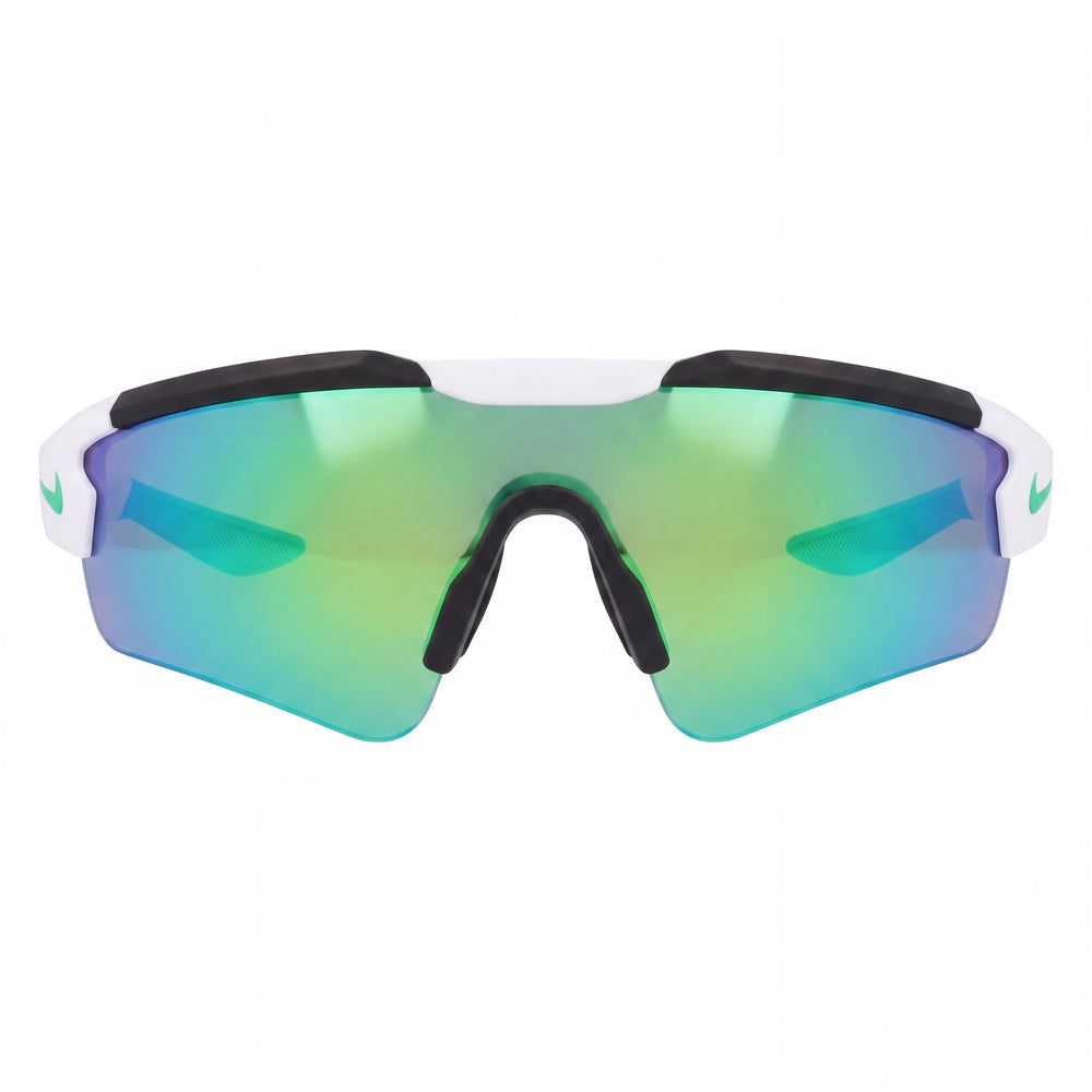 Nike Modern Gafas de Sol de Mujer con Protección UV de Plástico Inyectado en Blanco Mate y Lentes Espejo Verdes 57mm