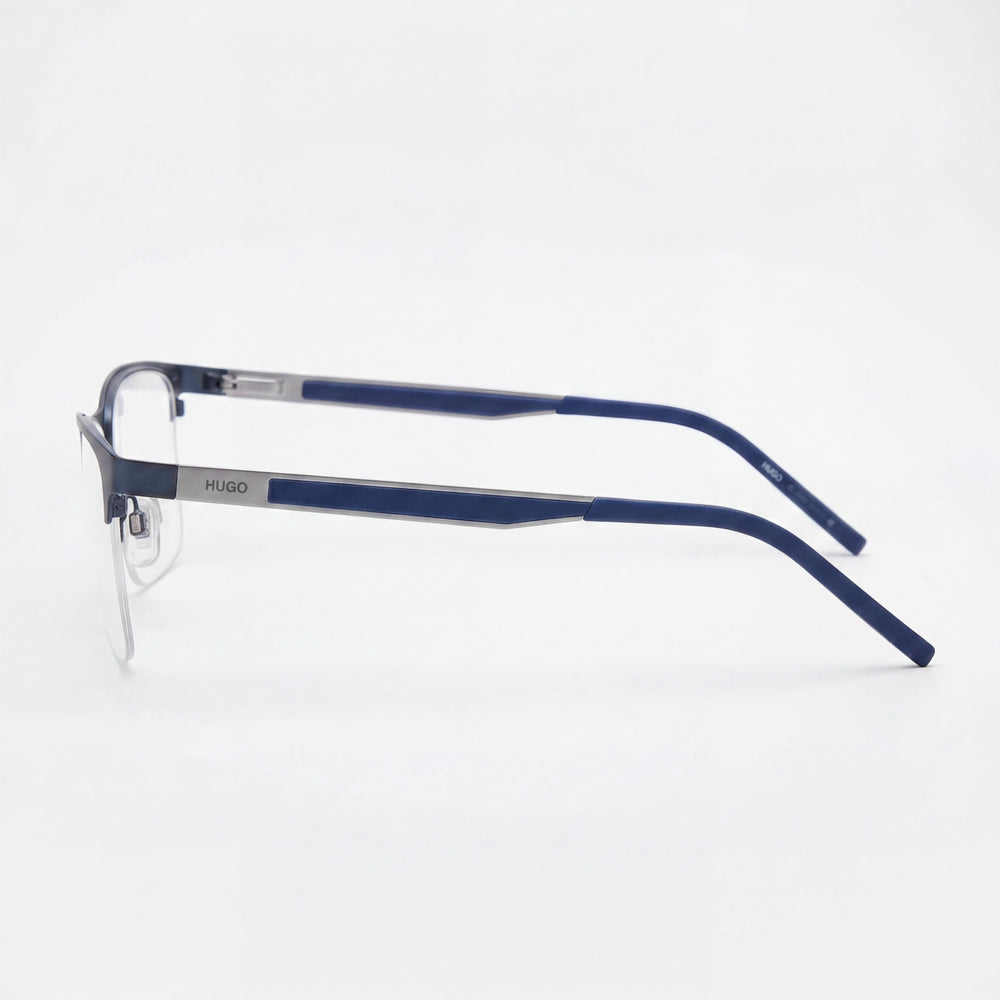 Hugo Boss Hg 1142 Gafas de sol modernas para mujer con montura de acero aleado azul mate y lentes de policarbonato de 56 mm