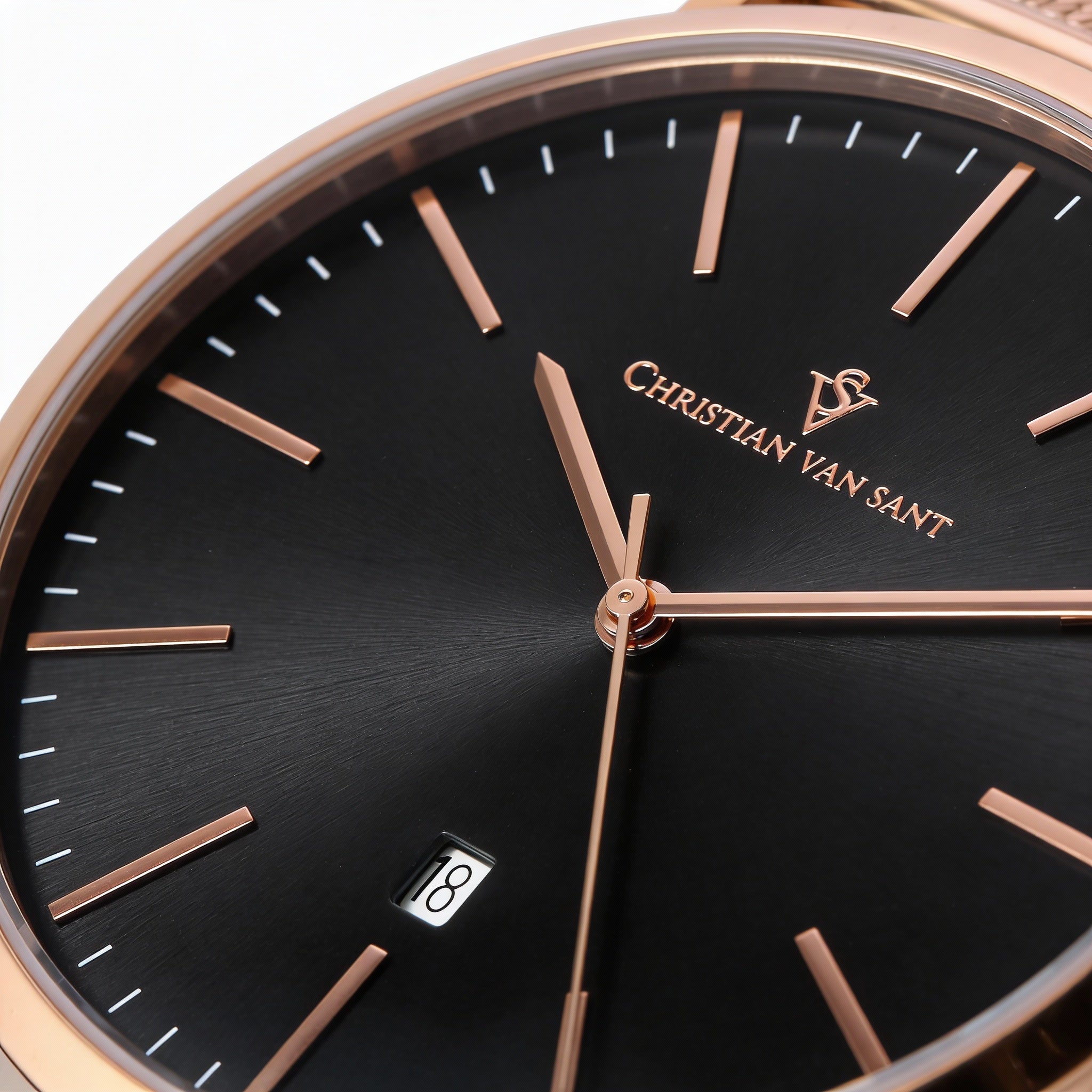 Men's Christian Van Sant Paradigm Chronograph Quartz Rose Gold Tone Stainless Steel Black Dial Watch, Photo 2