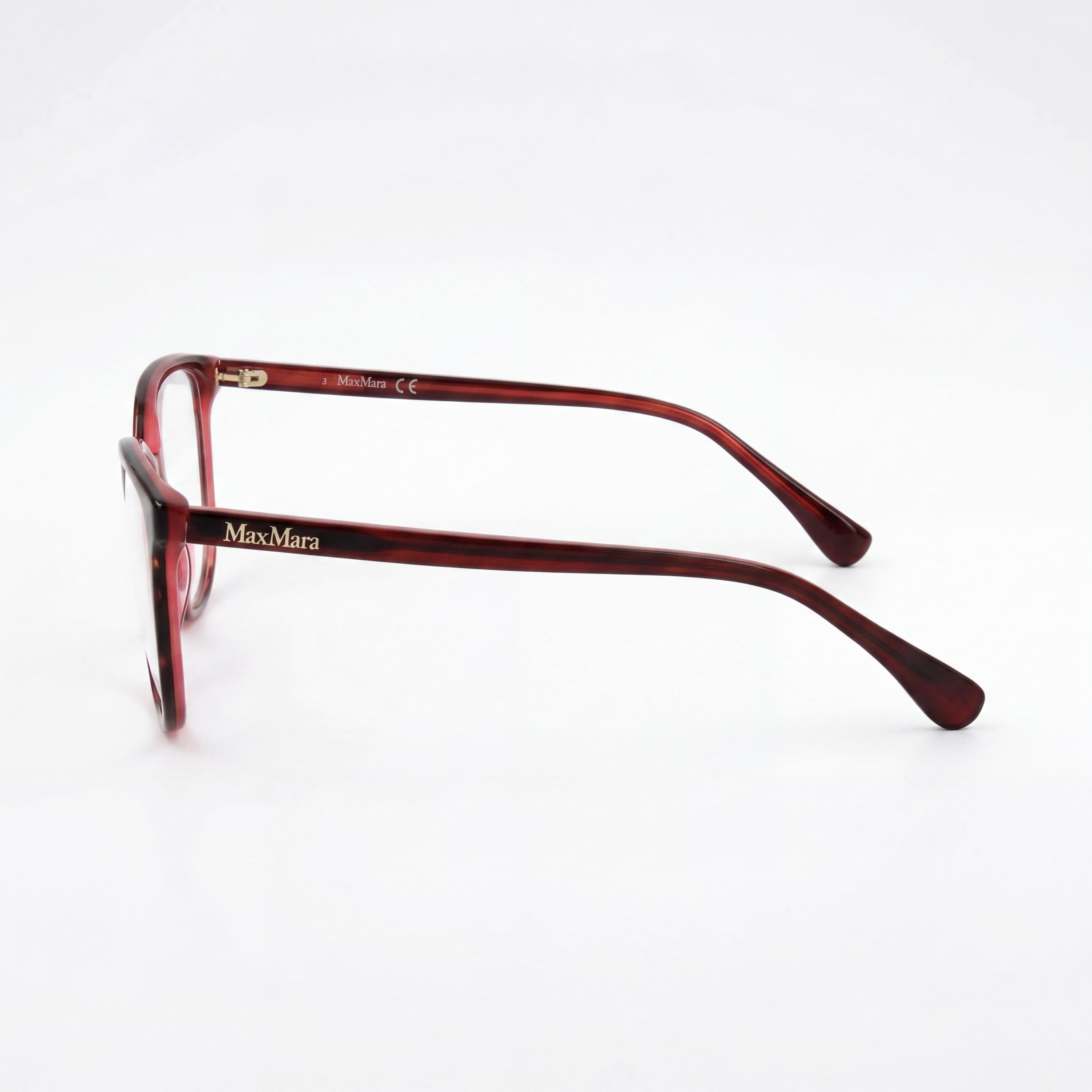 MaxMara MM5055 Women's Casual Cat Eye Eyeglass Frame Shiny Bordeaux Pantographed Plastic 54mm, Photo 2