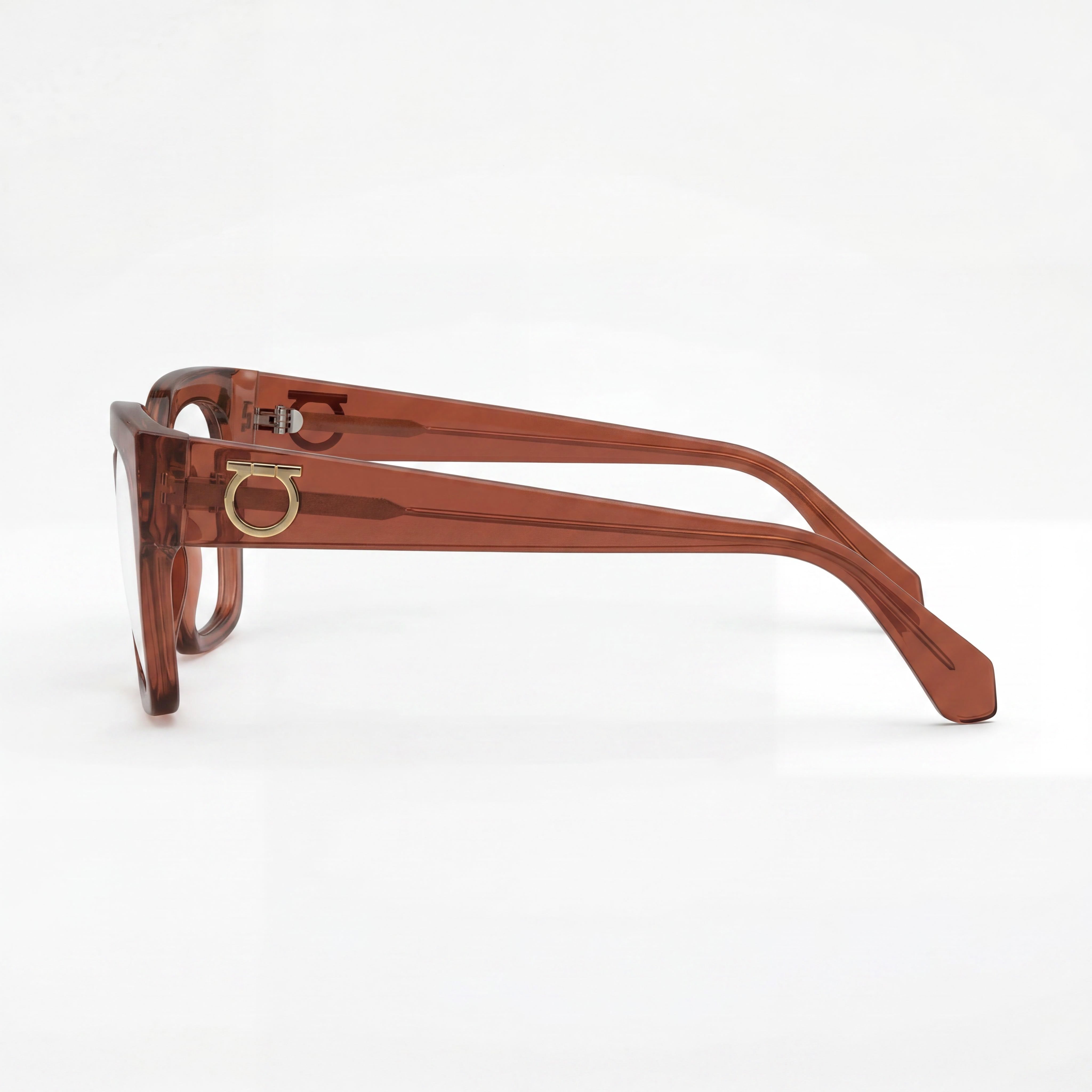 Ferragamo Unisex Lightweight Eyewear Transparent Rust INJECTED ACETATE Non-Polarized Multicoloured Lenses 53mm, Photo 3