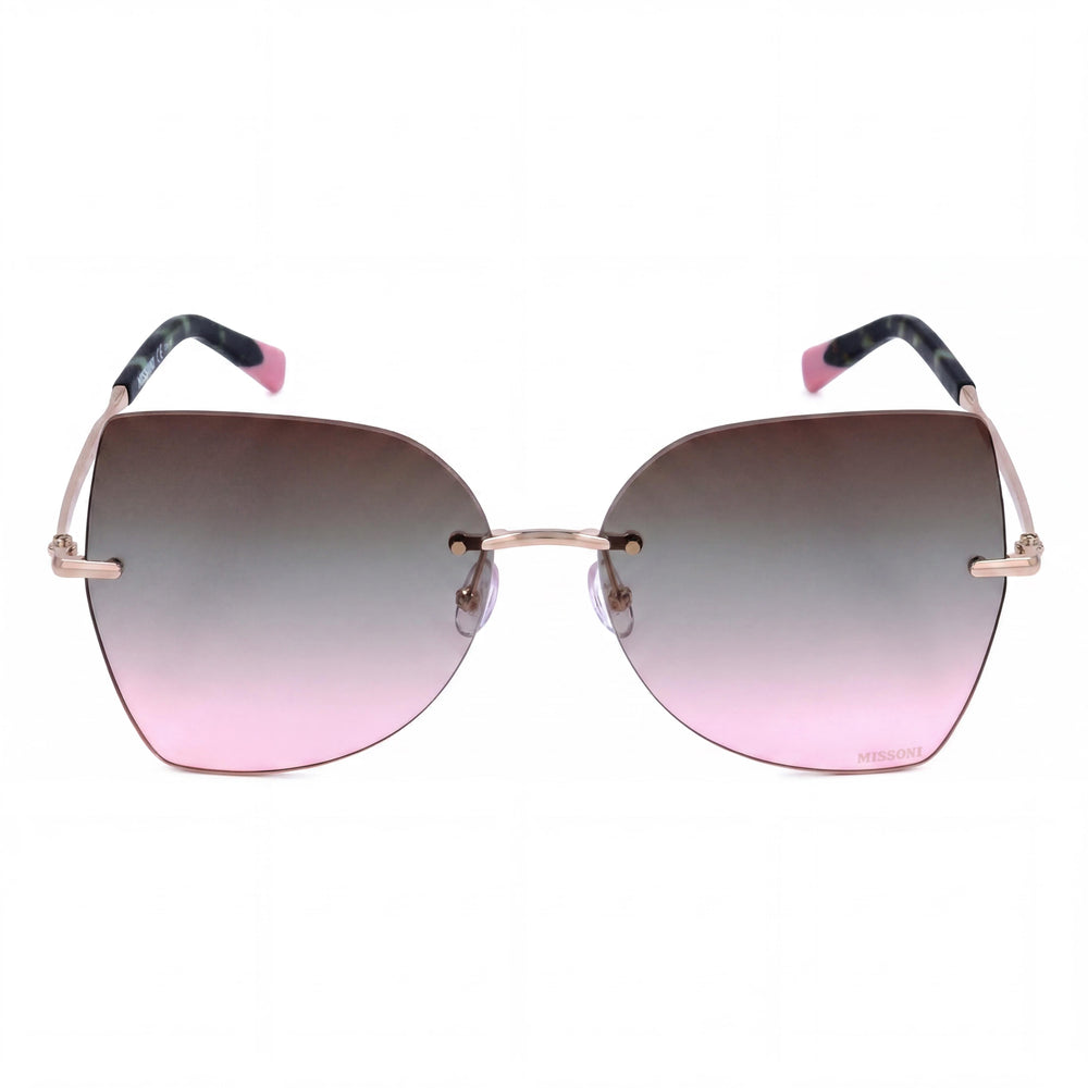 Gafas de sol Missoni Casual para mujer, de metal dorado, con protección UV y lentes de doble tono gris marrón de 60 mm