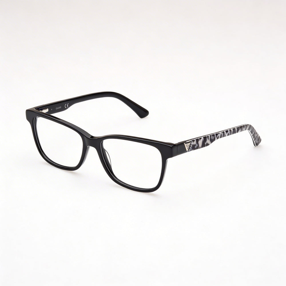 Guess Gu2943 Women's Shiny Black Animal Monocolor Plastic Frame Polycarbonate Lens Eyeglasses 54/15/140