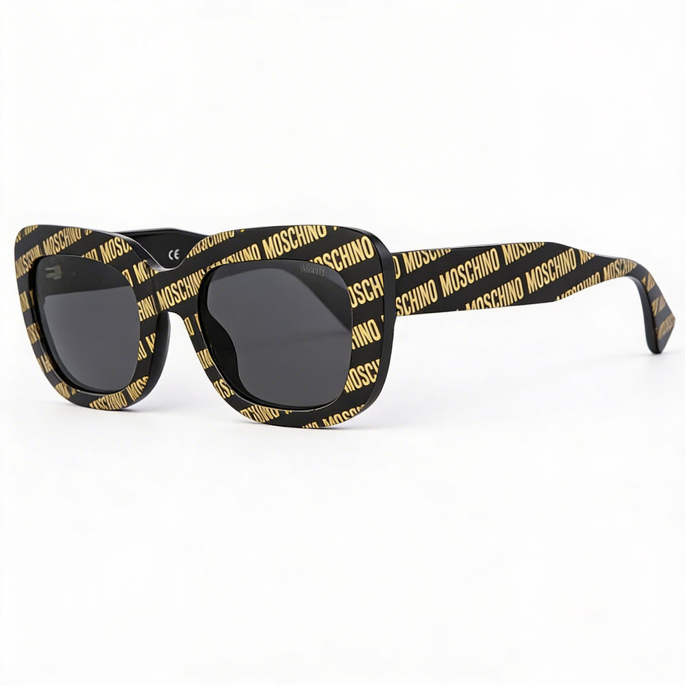 Moschino MOS132/S Gafas de sol de mariposa de plástico negro con diseño para mujer, no polarizadas, con protección UV, 53 mm