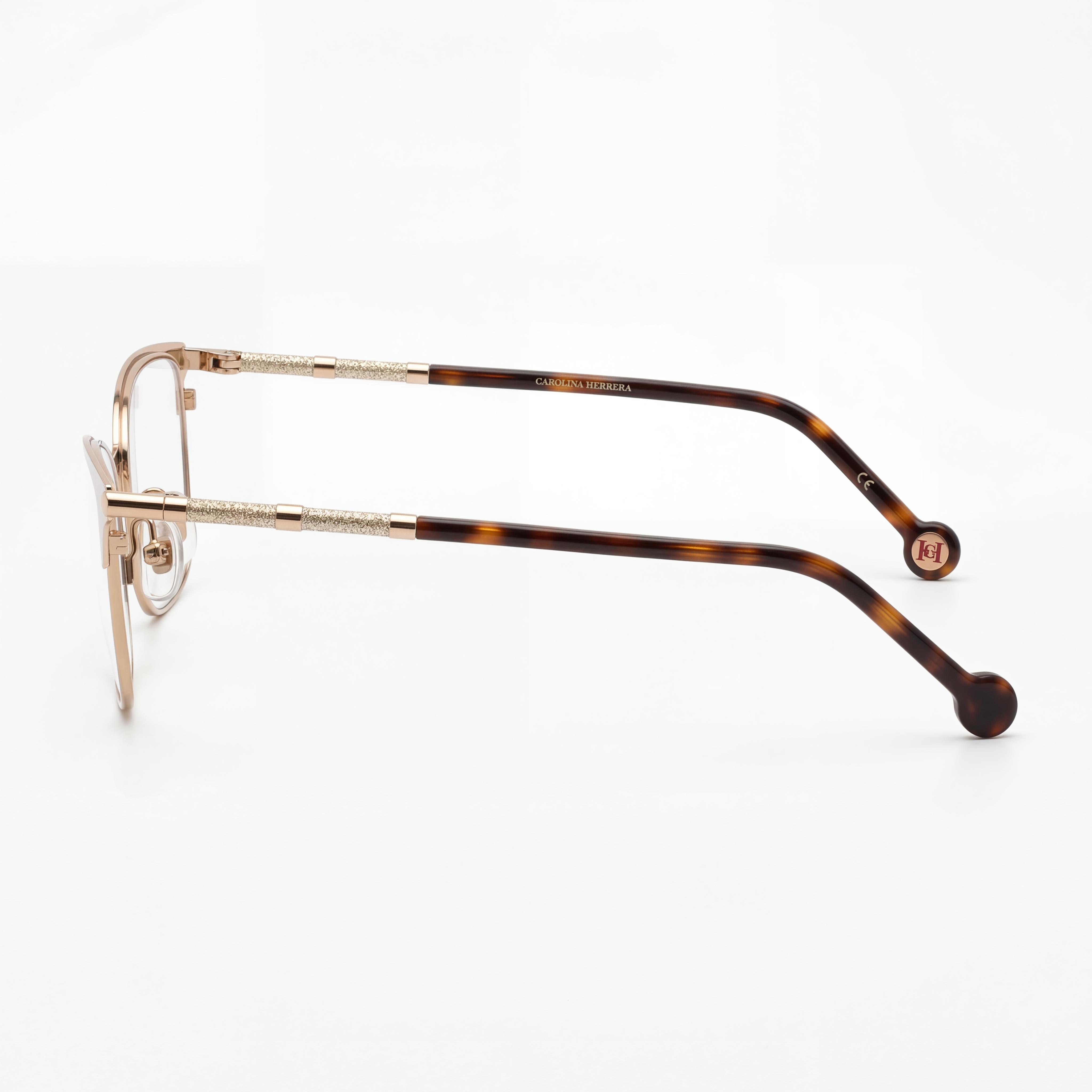 Carolina Herrera Classic Eyeglasses for Women, featuring Gold Pink Metal Frame and 54mm Lens Width, Photo 2