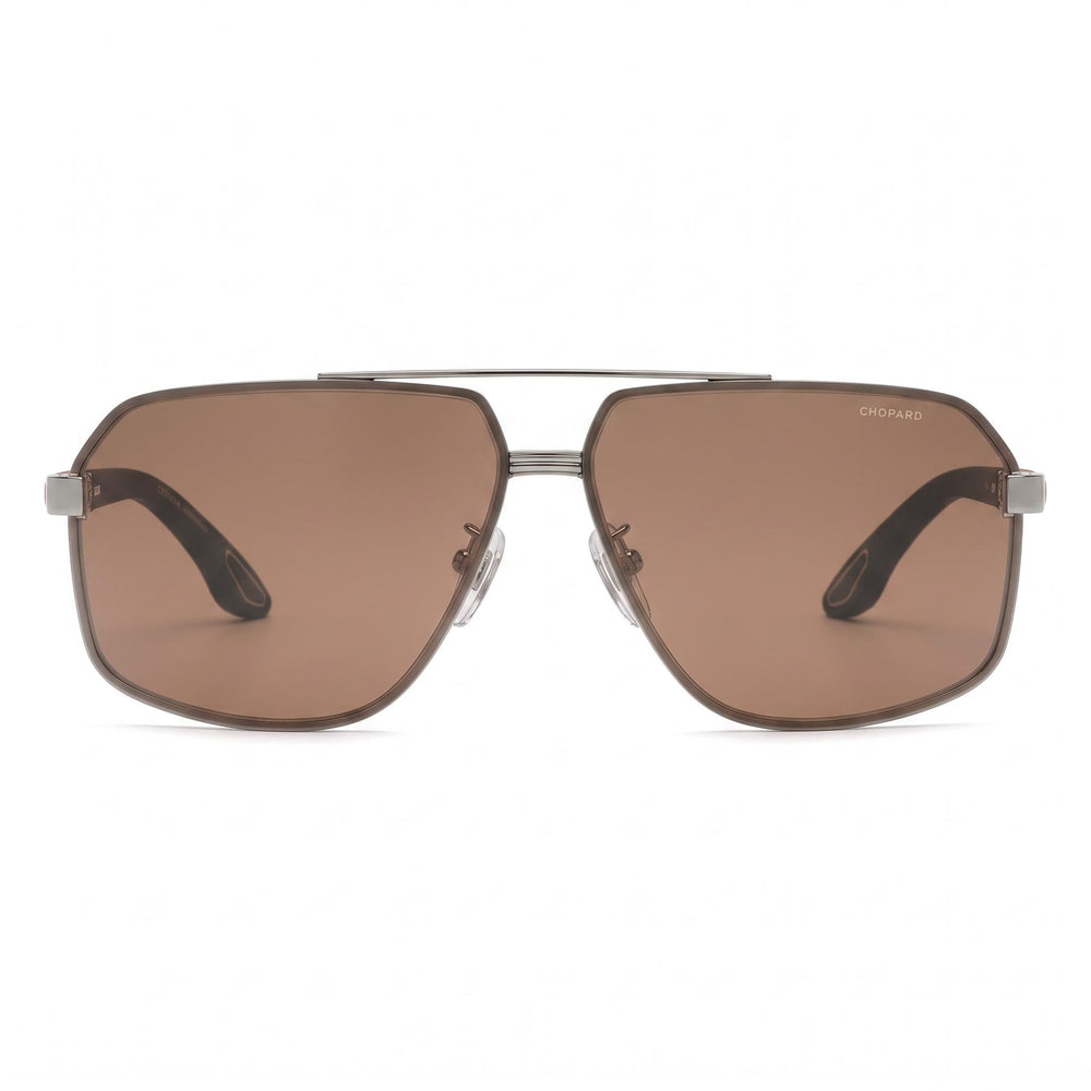 Chopard Schg89 Men's Metal Frame Total Shiny Ruthenium Sunglasses with Nylon Bio Based Lenses 66mm