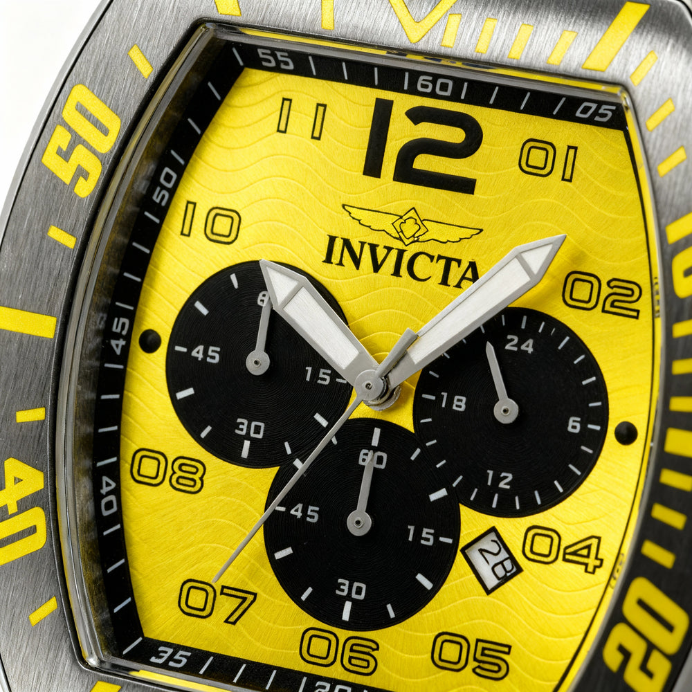 Invicta Pro Diver 47287 Unisex Chronograph Quartz Silver Stainless Steel 51mm Watch with Yellow Dial