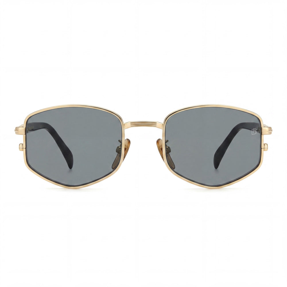 David Beckham DB 1129/S Gafas de Sol Rectangulares para Hombre Oro Montura Gris Oscuro Lente Dorada Negra Policarbonato 100% Protección UV 52mm