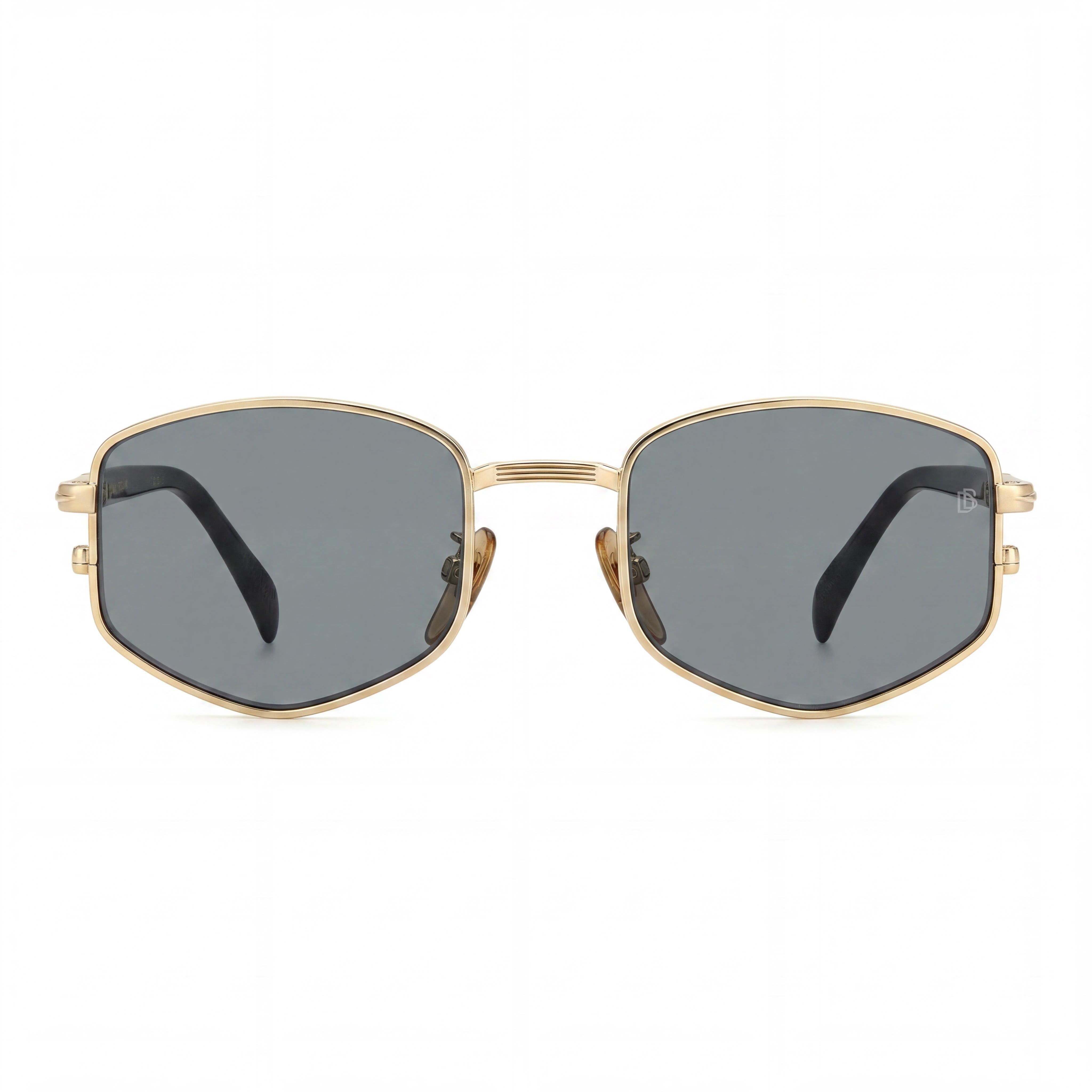 David Beckham DB 1129/S Men's Rectangular Gold Dark Grey Frame Gold Black Lens Polycarbonate 100% UV Protection 52mm, Photo 2