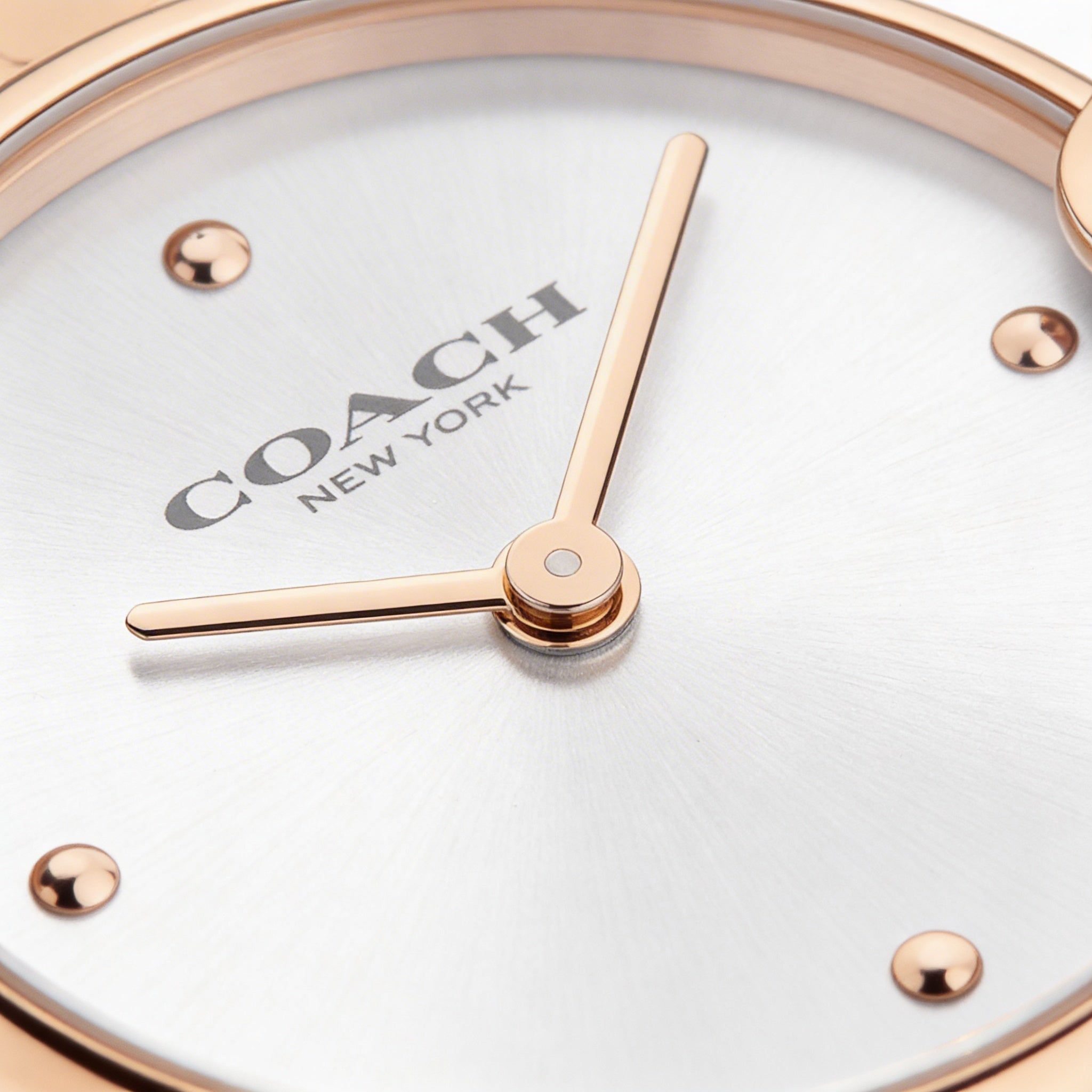 Reloj Coach Arden para mujer con brazalete icónico de acero chapado en oro rosa y esfera blanca plateada, 28 mm, Photo 2