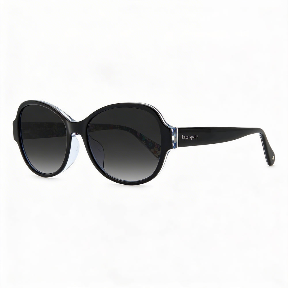 Kate Spade New York Classic Women's Black Acetate Cat Eye Dark Grey Shaded UV Protection Sunglasses 57