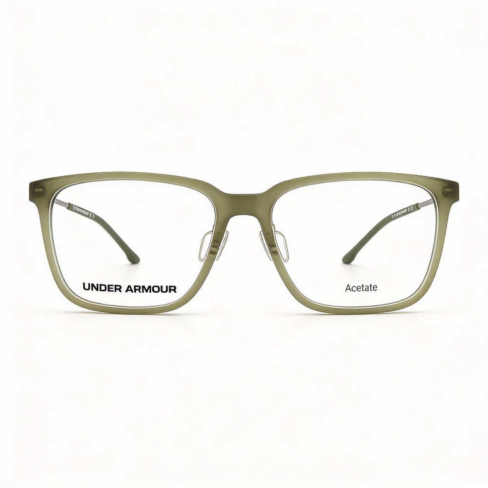 Gafas unisex modernas Under Armour con montura de acetato y lentes de policarbonato, color verde mate, ancho de 55 mm
