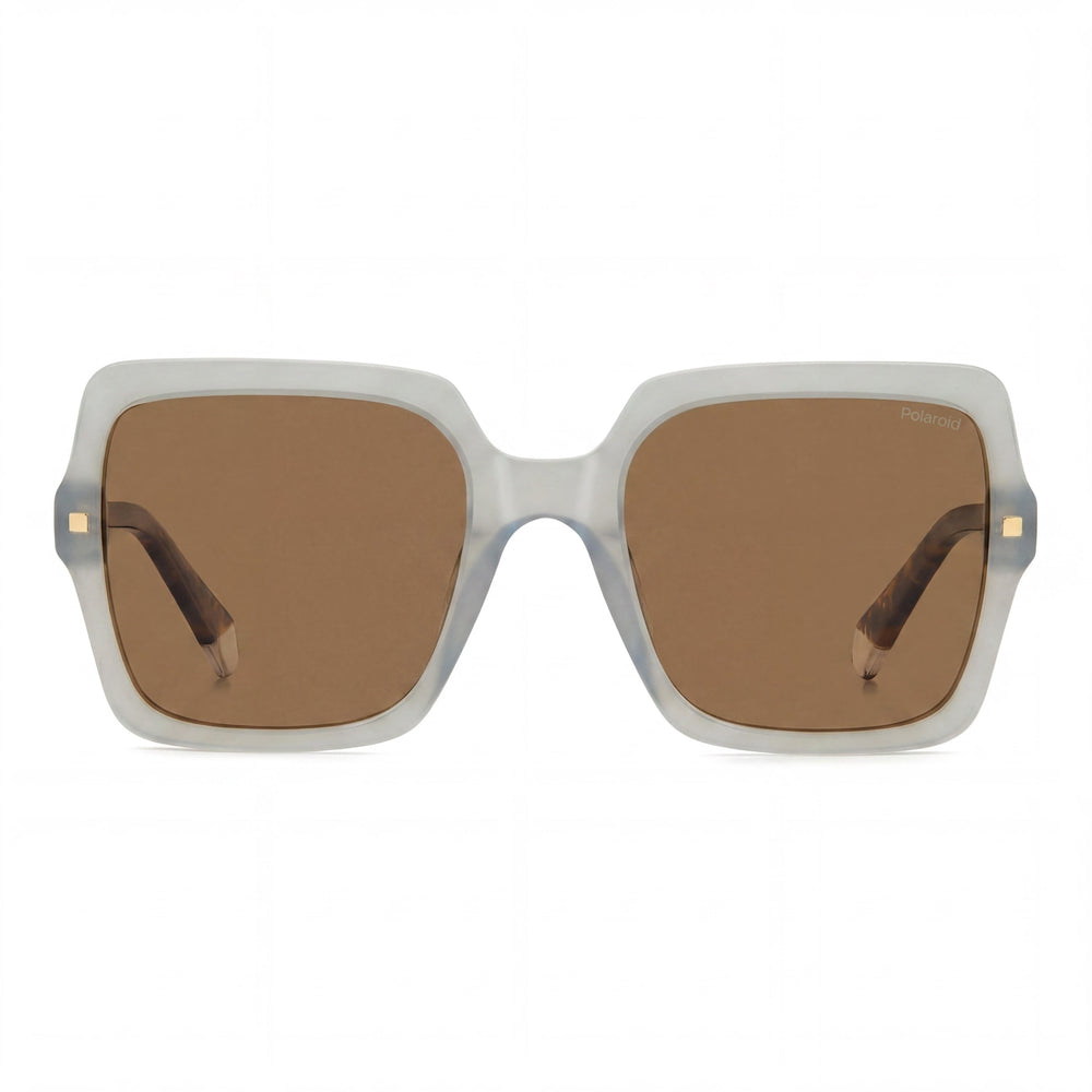 Gafas de sol polarizadas bronce de mujer Polaroid Casual con protección UV, armazón de acetato verde de 55 mm