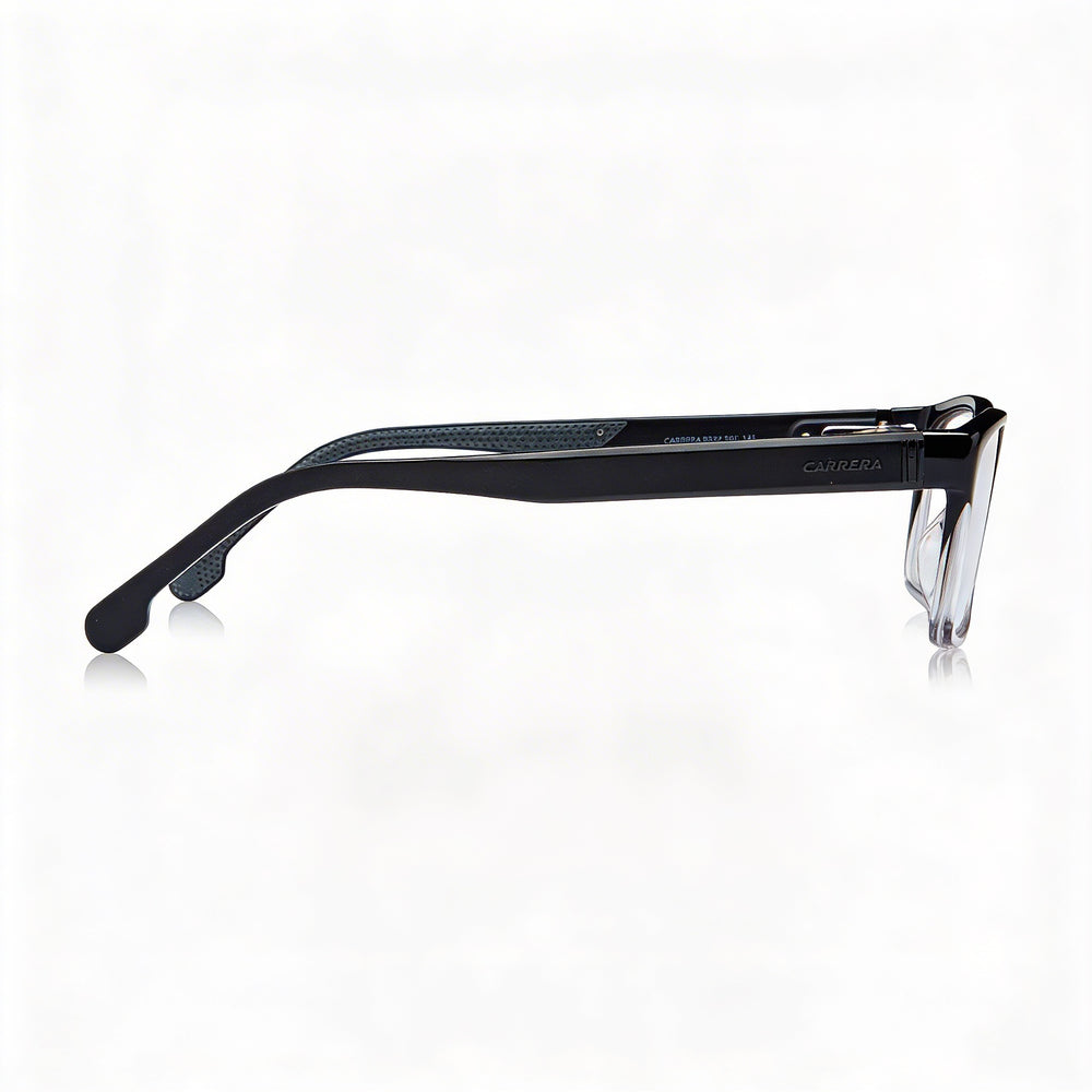 Carrera 8852 Unisex Rectangular Full-Rim Acetate Frame Black Grey Eyeglasses with Polycarbonate Lenses 57mm