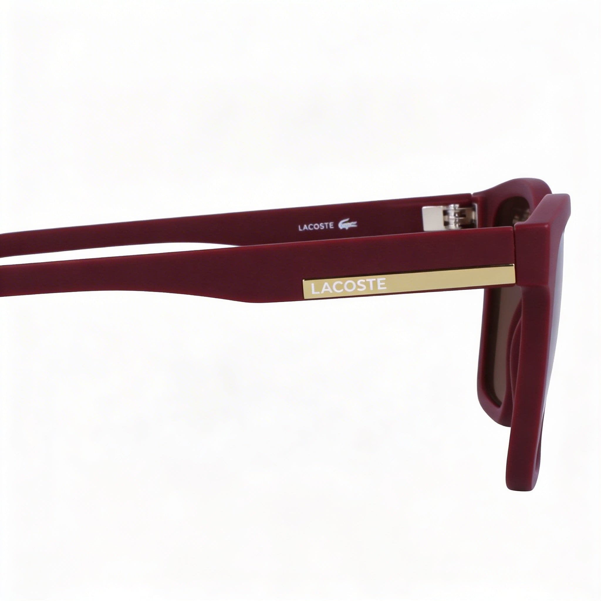 Lacoste Modern Unisex Rectangular Matte Dark Red Plastic Frame UV Protection Sunglasses Size M, Photo 3