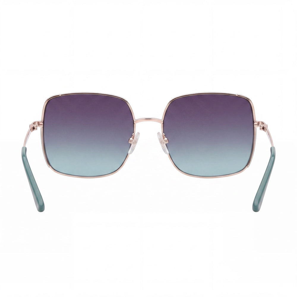 Gafas de sol GUESS GU00194 estilo para mujer con montura de metal dorado pálido, lentes degradadas azules y protección UV 400 (58mm)