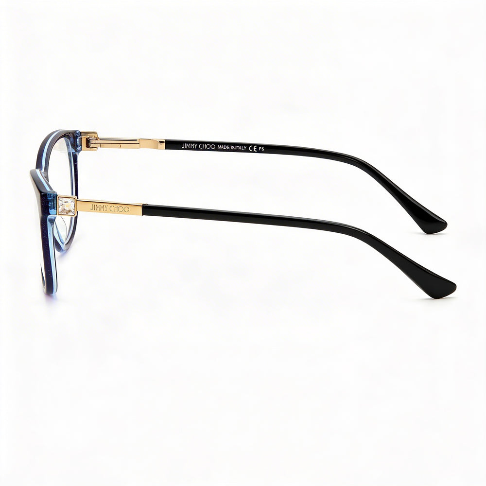 Gafas de sol Jimmy Choo Modern JC273 para mujer con montura de acetato azul con purpurina y lentes de policarbonato, 53 mm de ancho de lente