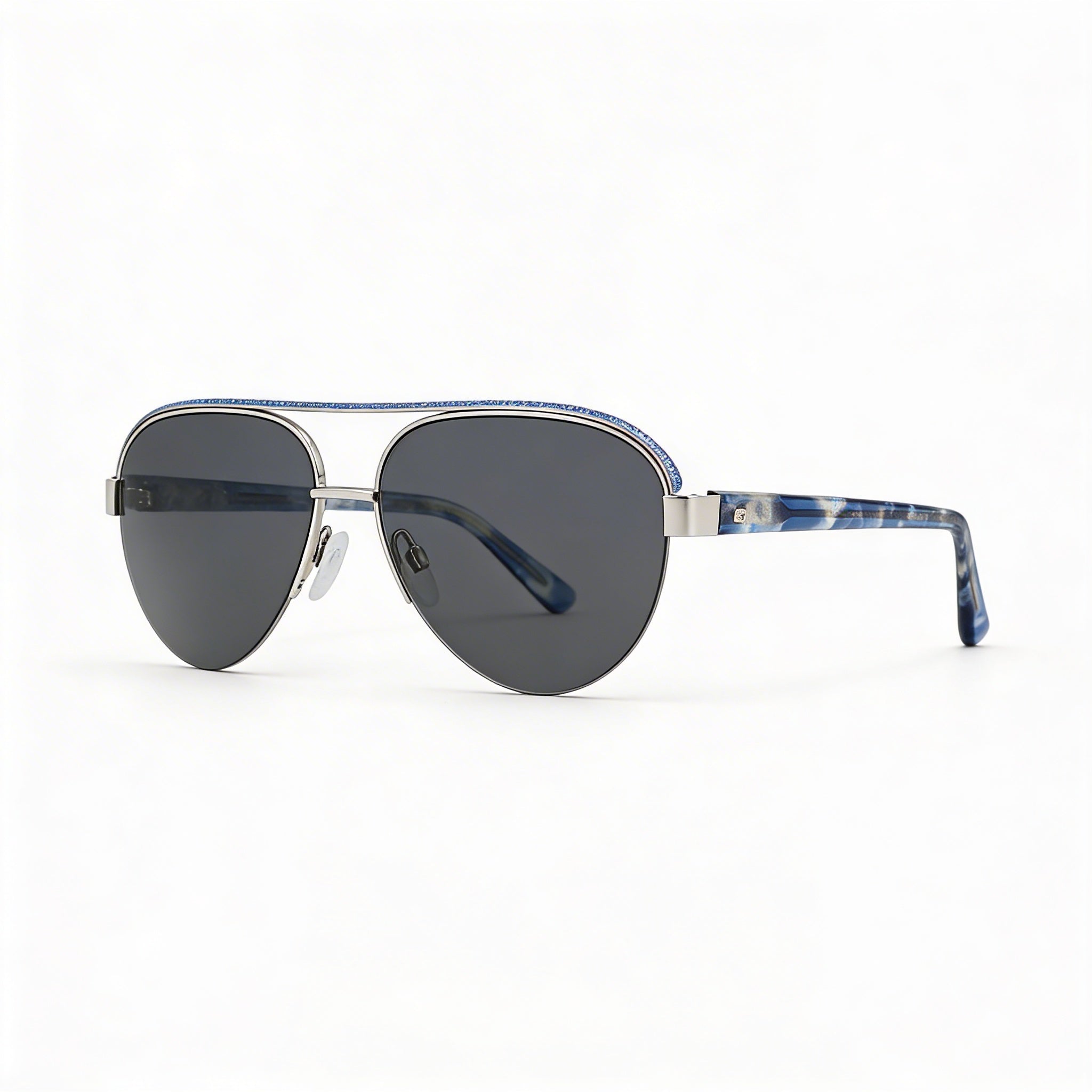 BEBE Classic Women's Lightweight Acetate Frame Eyewear, Silver with Multicolor Lenses, Size 57-15-140, Photo 2