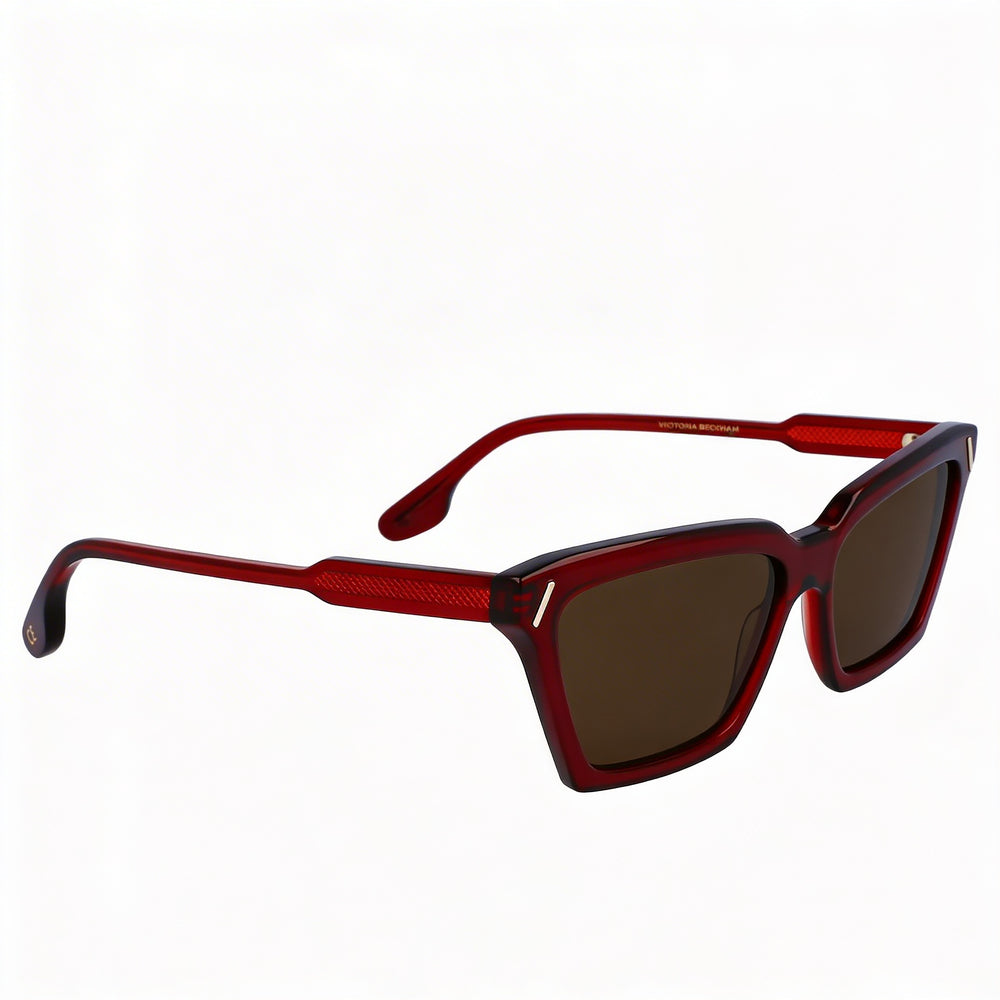 Victoria Beckham Vb661s Unisex Red Rectangular Acetate Frame Sunglasses with 100% UV Protection and Non-Polarized Polycarbonate Lenses 57mm