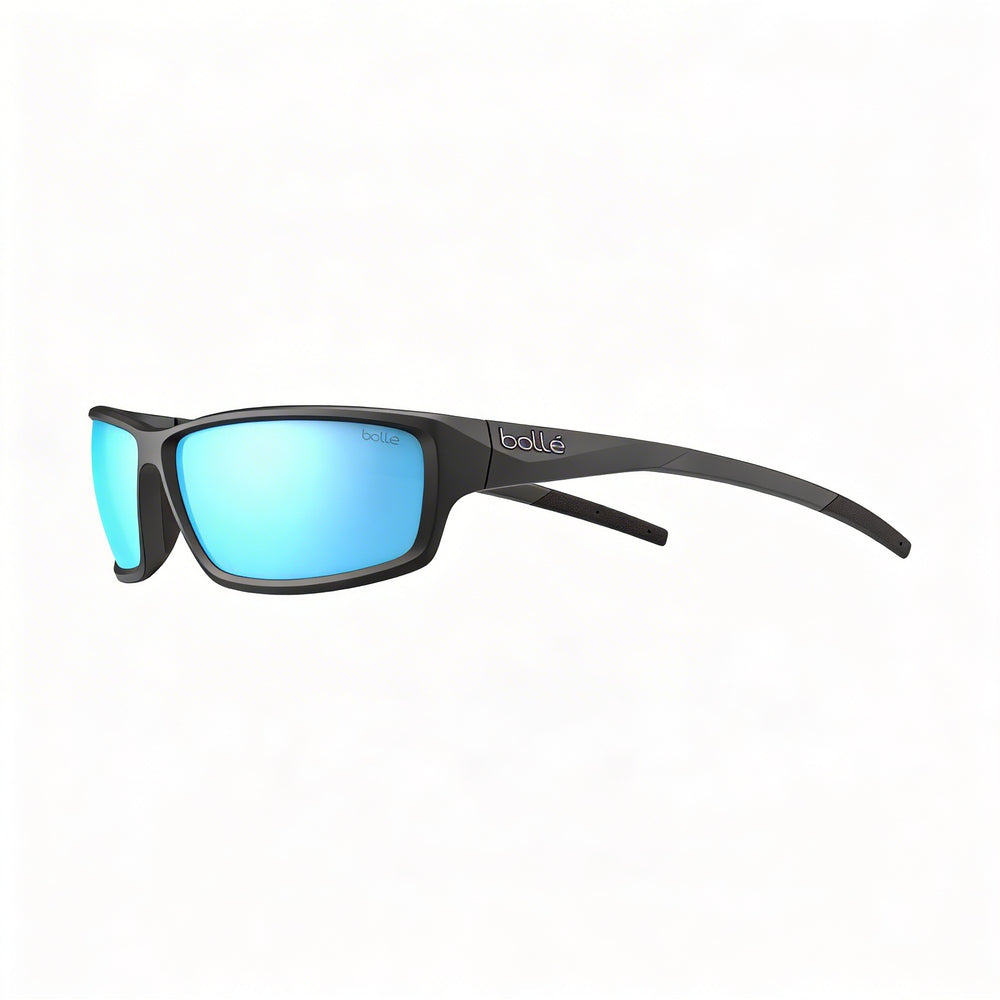 bollé Cerber Unisex Black Matte Thermoplastic Polyurethane Frame, Sky Blue Polarized UV Protected Lenses, 68mm