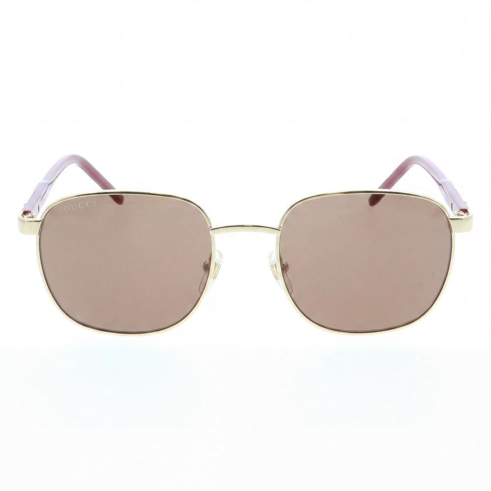 Gucci Classic Unisex Red & Gold Metal Frame Sunglasses with Brown Plastic Non-Polarized Lenses, 54mm