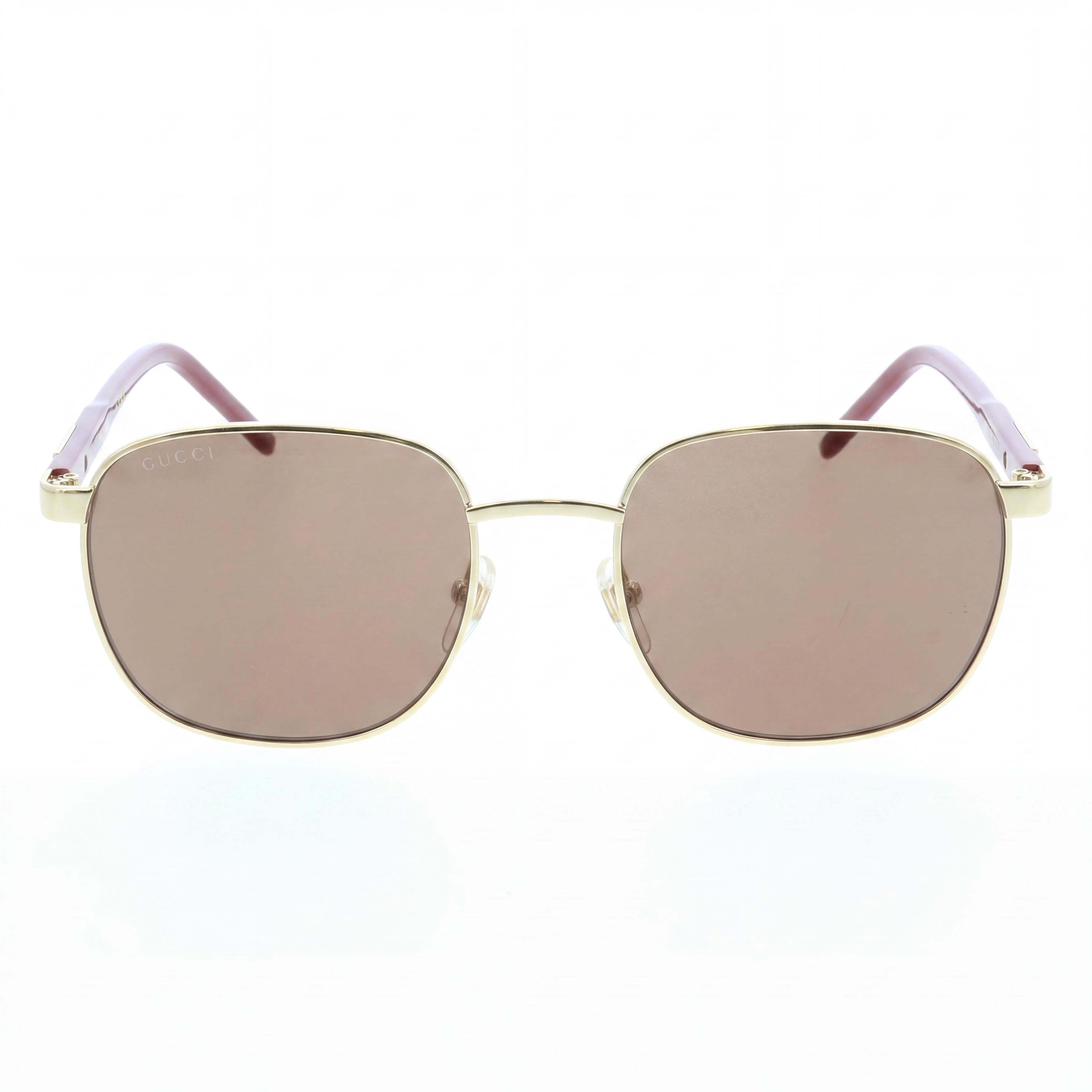 Gucci Classic Unisex Red & Gold Metal Frame Sunglasses with Brown Plastic Non-Polarized Lenses, 54mm, Photo 2