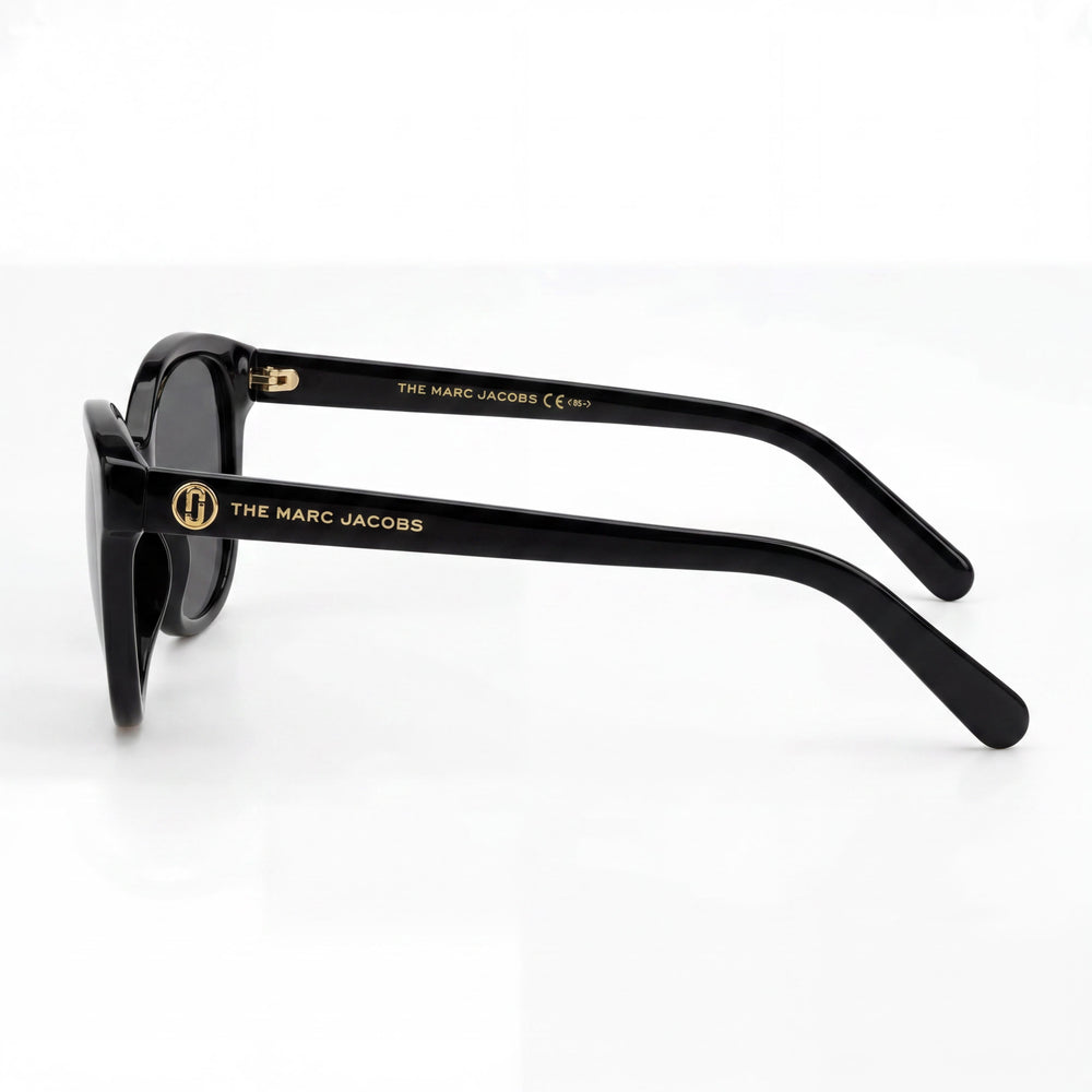 Marc Jacobs Marc 554/S Gafas de sol para mujer con armazón de acetato negro, lentes negras sin polarización y protección UV 55-17-145
