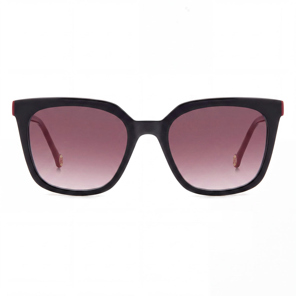 Gafas de sol Carolina Herrera para mujer, modernas, con montura de acetato negra y roja, lentes rosas de doble tono sin polarizar, 53 mm, Photo 2