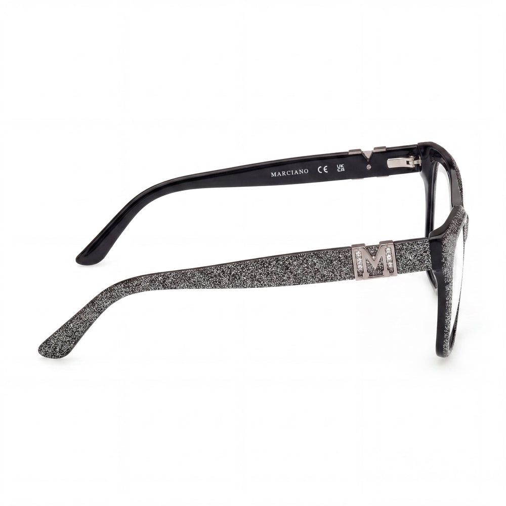 GUESS by Marciano Classic Women's Shiny Black Plastic Frame with Multicolor Polycarbonate Lenses Eyewear 55-16-145