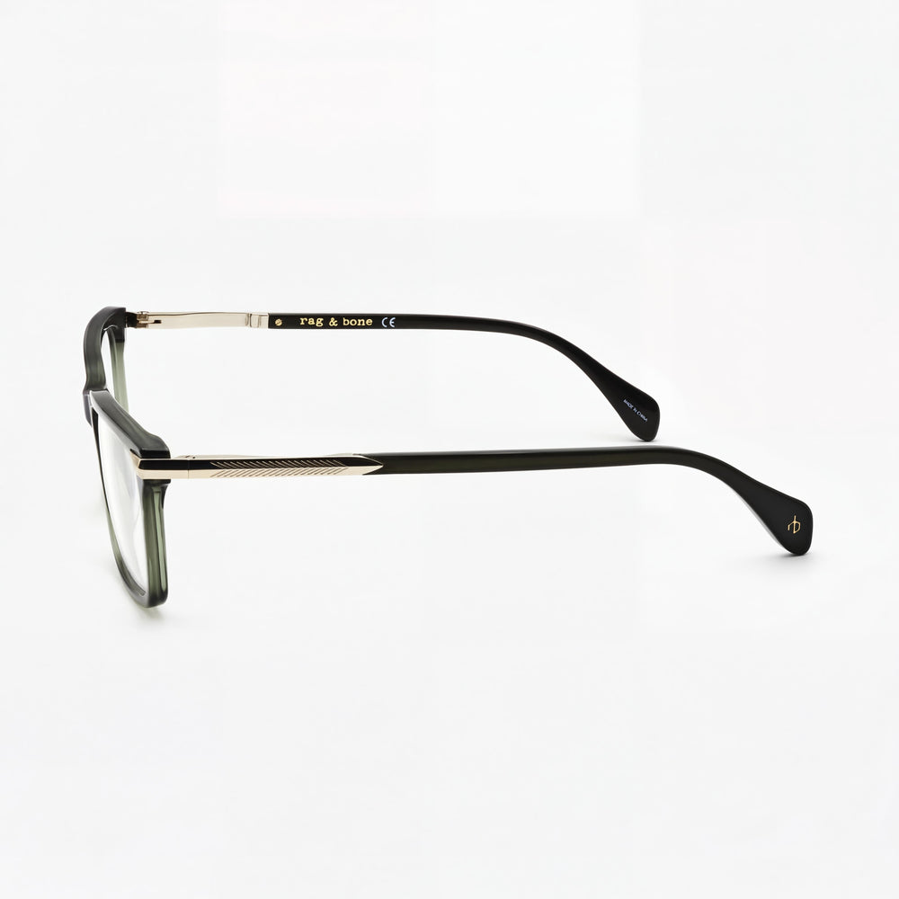 rag & bone Men's Casual Green Acetate Frame Eyeglasses with Transparent Plastic Lenses 54-18-145