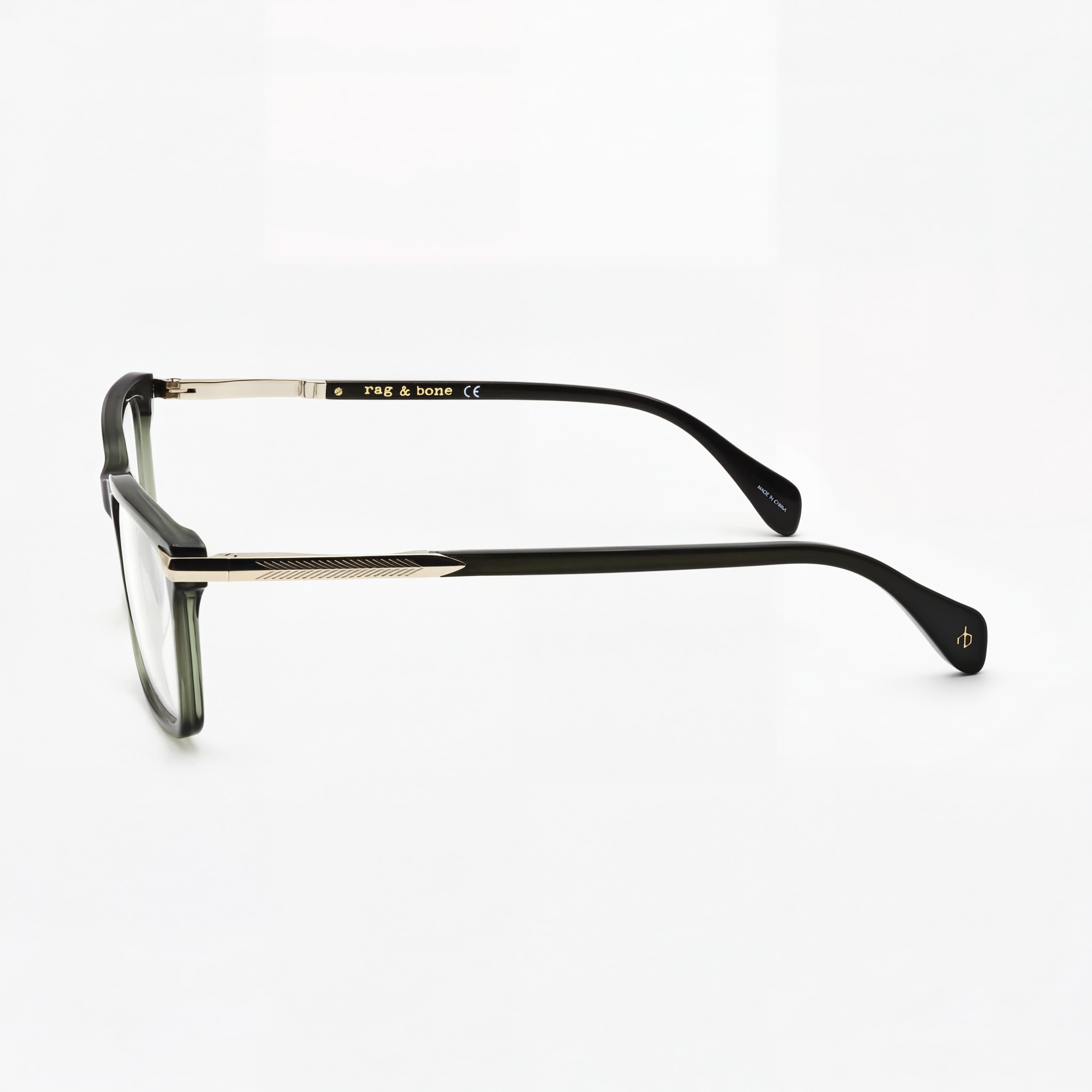 rag & bone Men's Casual Green Acetate Frame Eyeglasses with Transparent Plastic Lenses 54-18-145, Photo 2