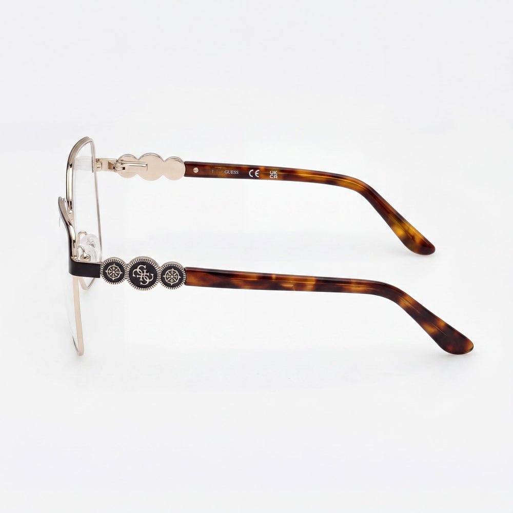 GUESS Gu50229 Gafas Metálicas para Mujer Marrón Oscuro Mate Habana Rubio 57mm