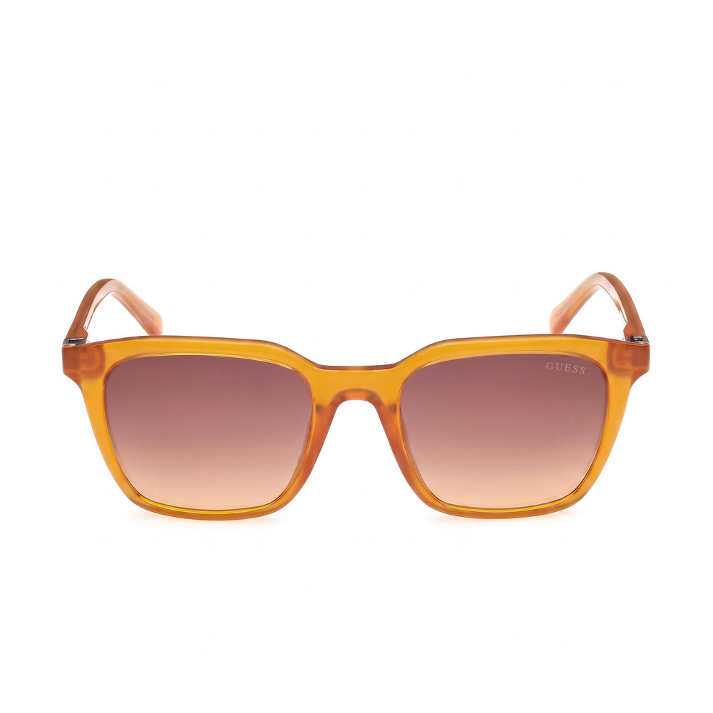 GUESS Modern Unisex Shiny Dark Orange Injected Frame Brown Lens Sunglasses 53mm