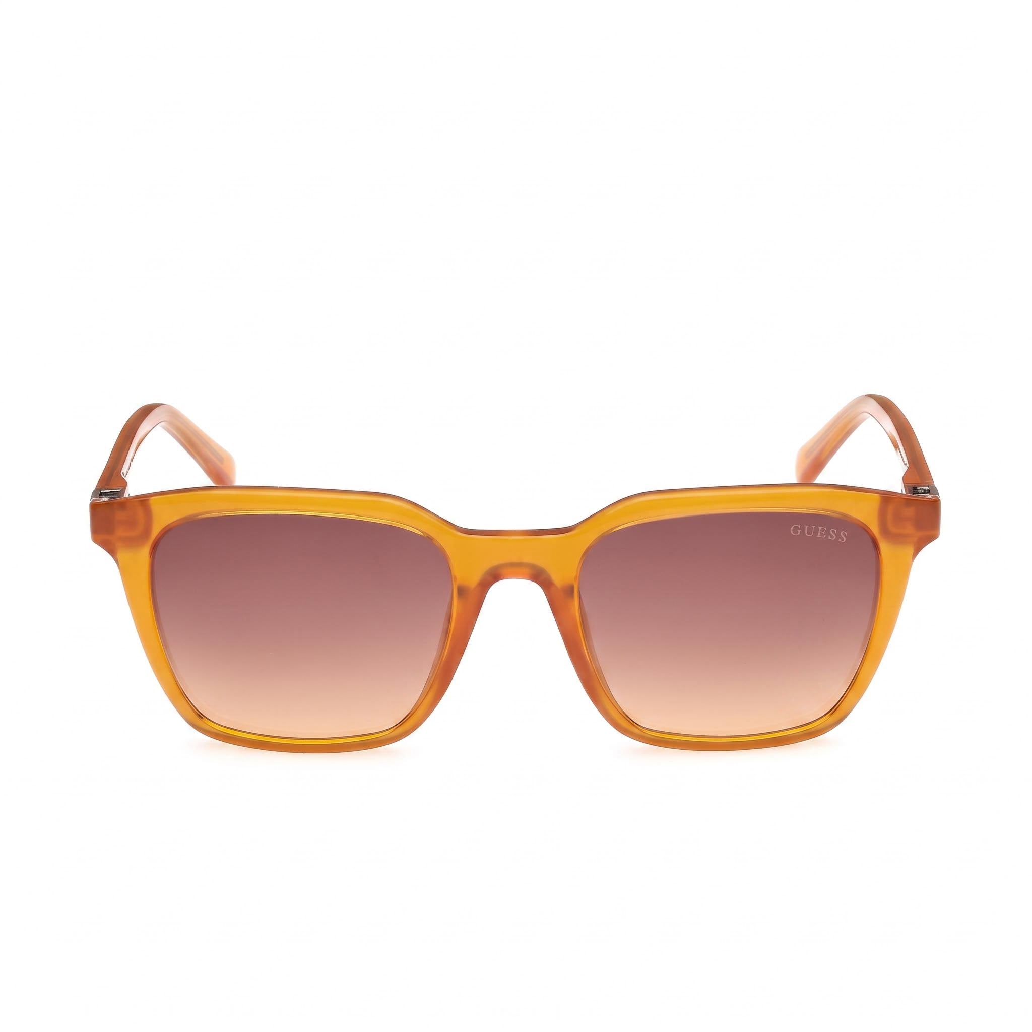 GUESS Modern Unisex Shiny Dark Orange Injected Frame Brown Lens Sunglasses 53mm, Photo 2
