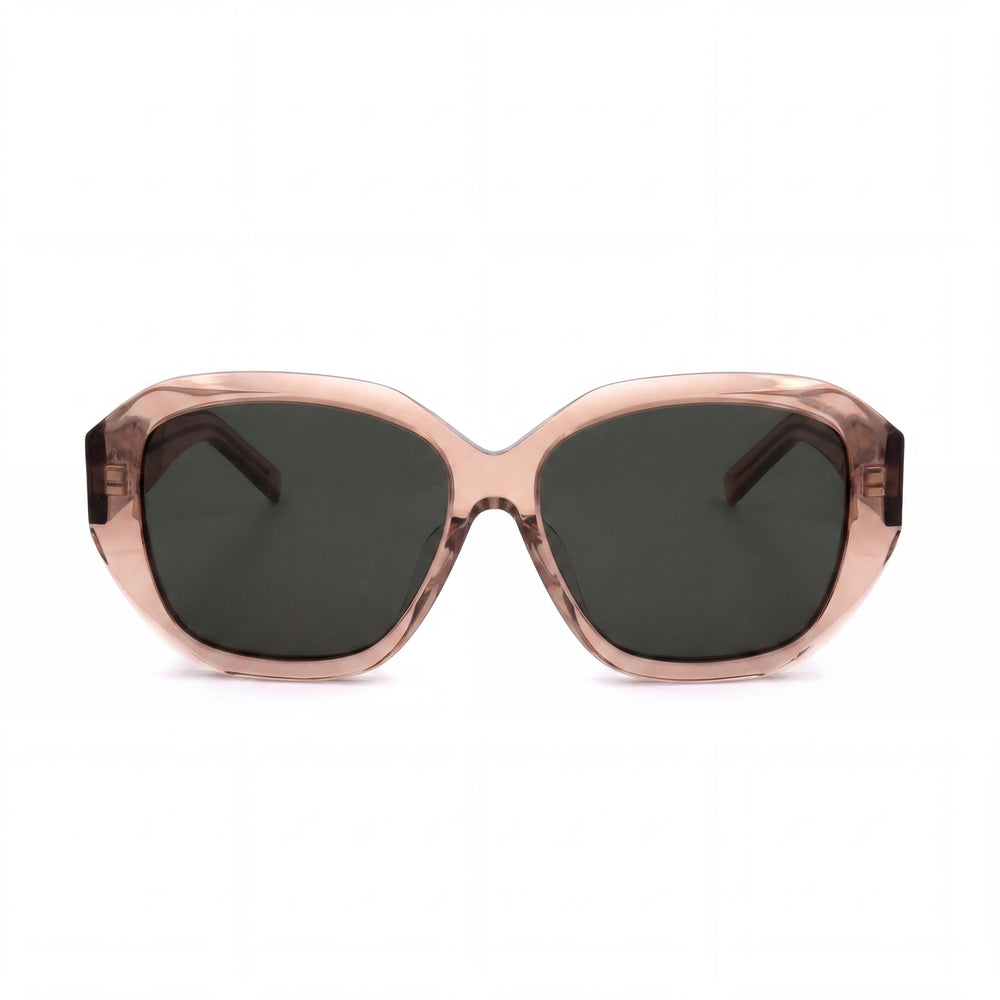 Givenchy Casual Women's Shiny Orange Plastic, Green Lens, 100% UV Protection Sunglasses 56mm