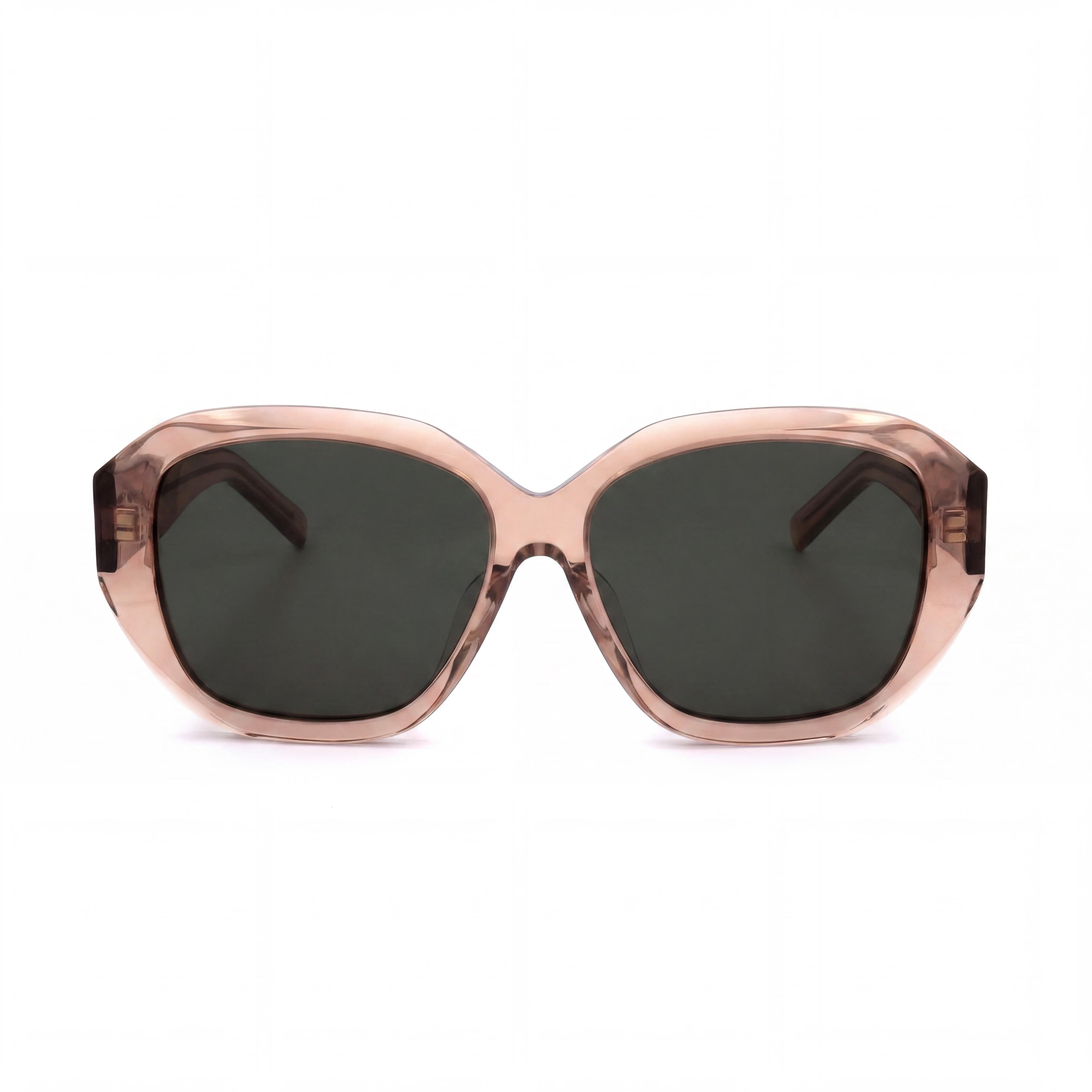 Givenchy Casual Women's Shiny Orange Plastic, Green Lens, 100% UV Protection Sunglasses 56mm, Photo 2
